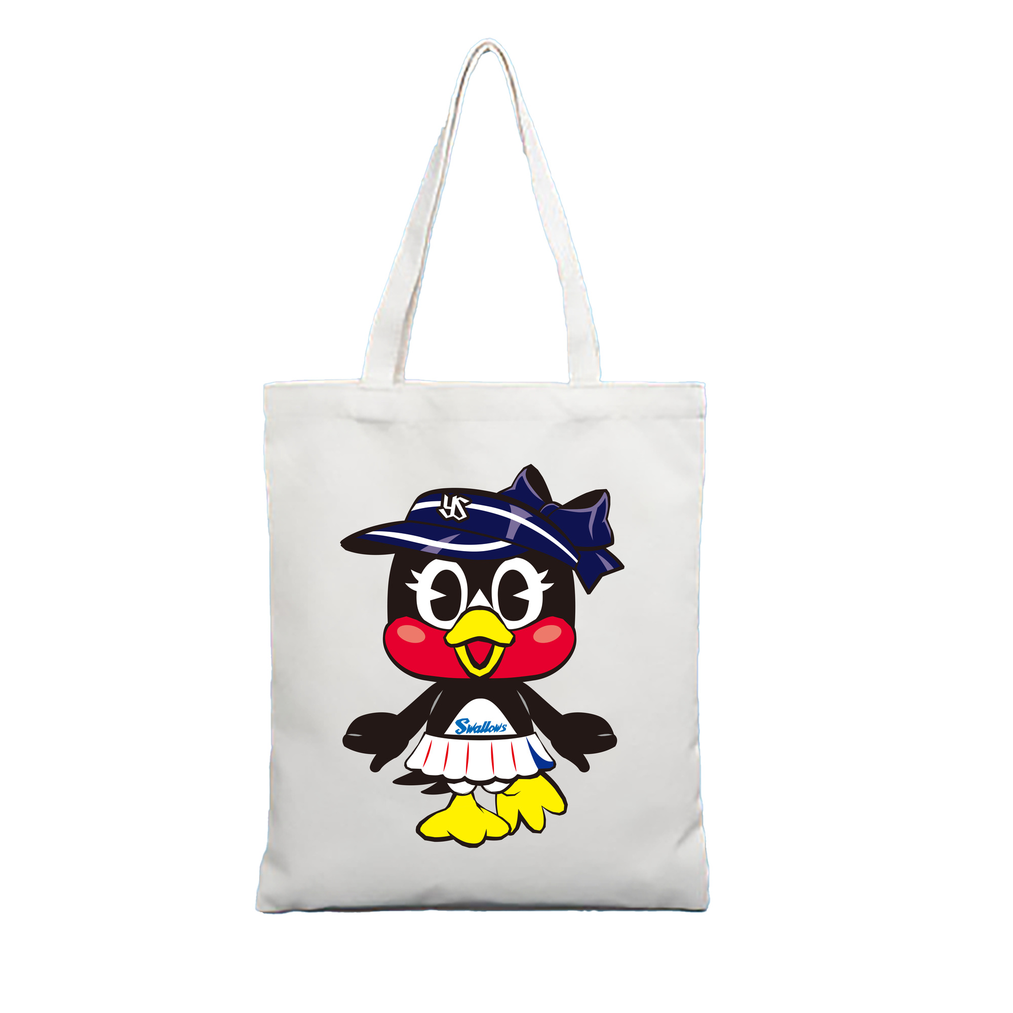 TOKYO YAKULT SWALLOWS MASCOT TSUBAMI APPLICATION STAND Logo - 縦型キャンバス手提げバッグ（トートバッグ） ・ キャンバス素材 ・ ショッピング用 ・ 軽量 丈夫 お手入れ簡単