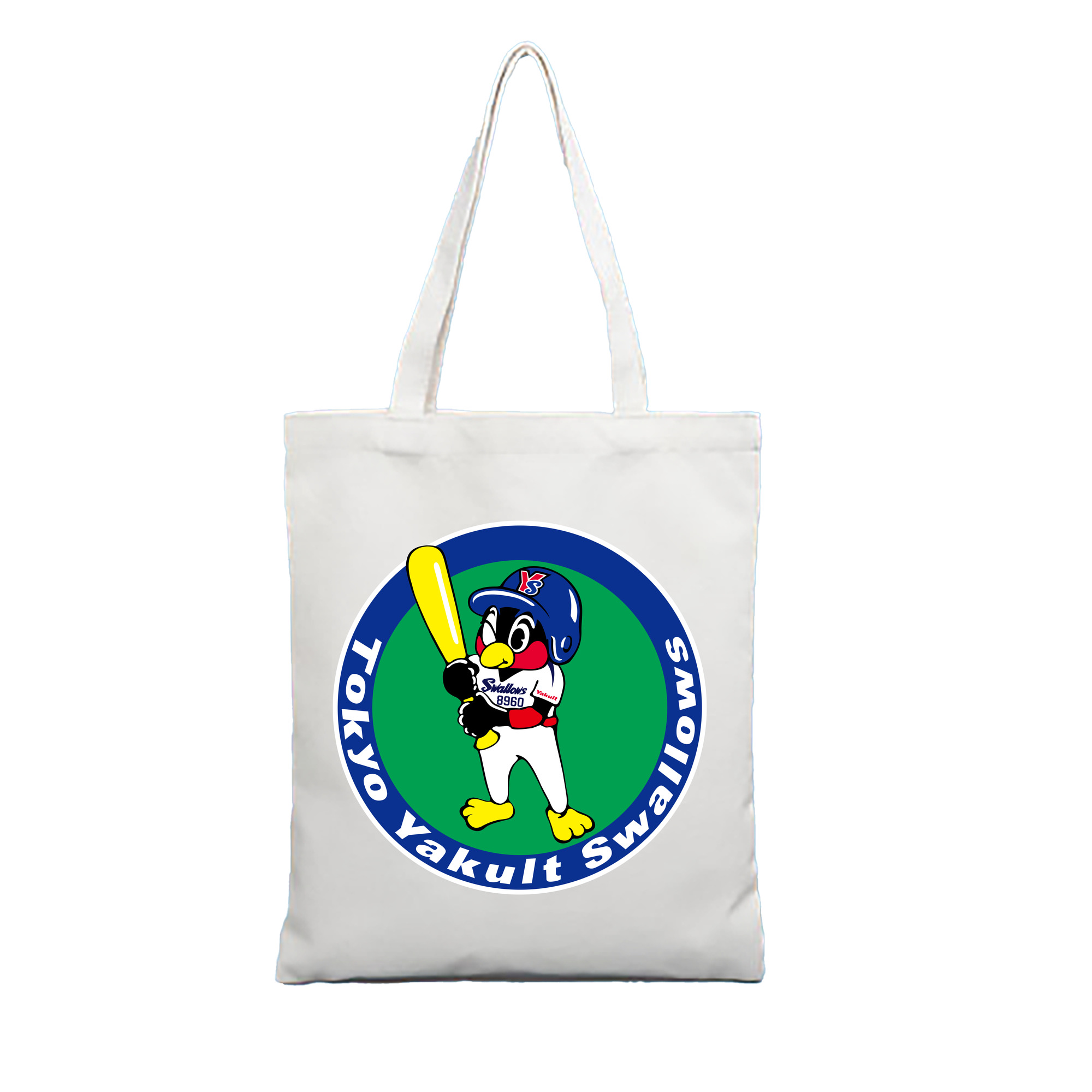 TOKYO YAKULT SWALLOWS MASCOT ENTARO EMBLEM Logo - 縦型キャンバス手提げバッグ（トートバッグ） ・ キャンバス素材 ・ ショッピング用 ・ 軽量 丈夫 お手入れ簡単