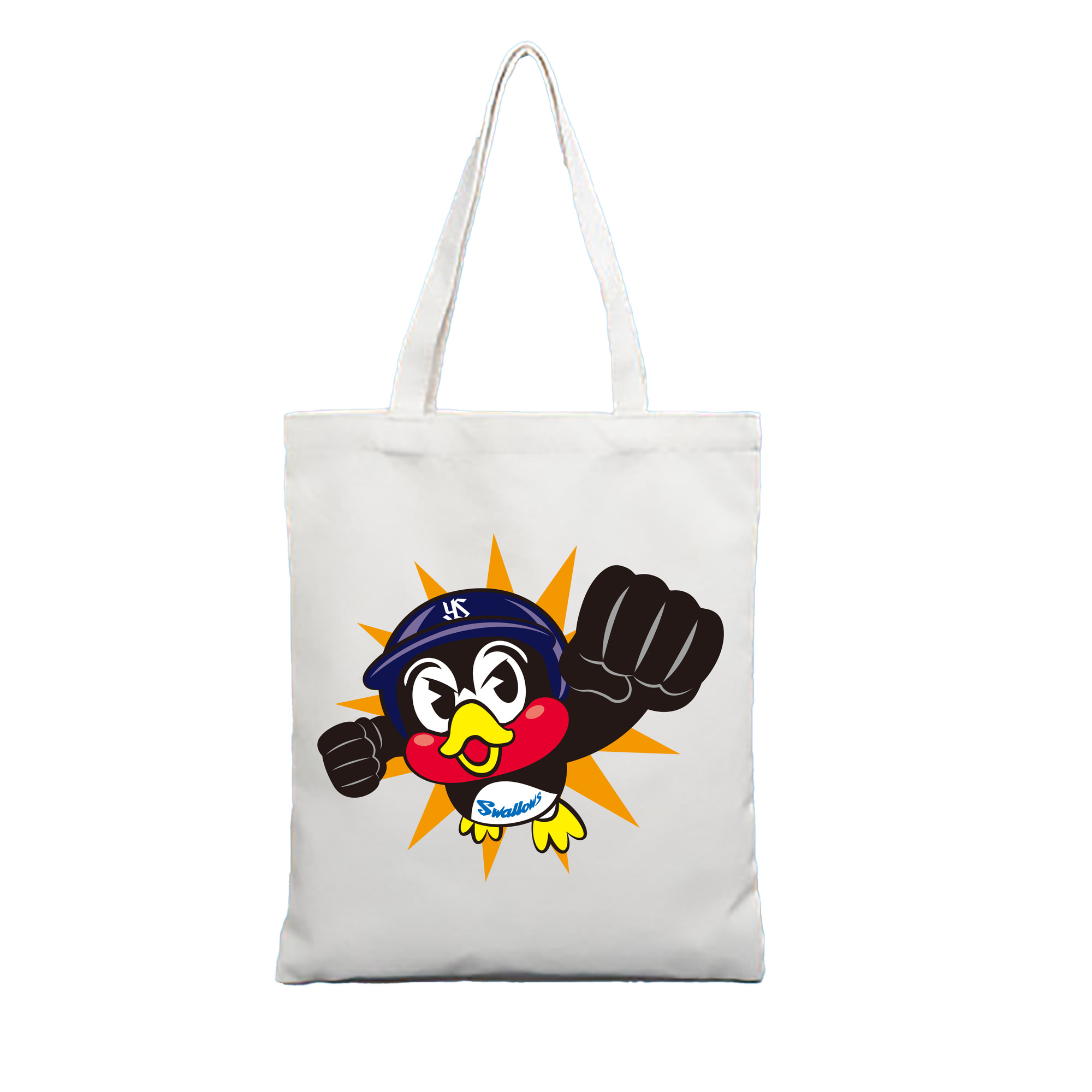 TOKYO YAKULT SWALLOWS MASCOT TSUBAKURO PUNCH FIGHTING APPLICATION Logo - 縦型キャンバス手提げバッグ（トートバッグ） ・ キャンバス素材 ・ ショッピング用 ・ 軽量 丈夫 お手入れ簡単