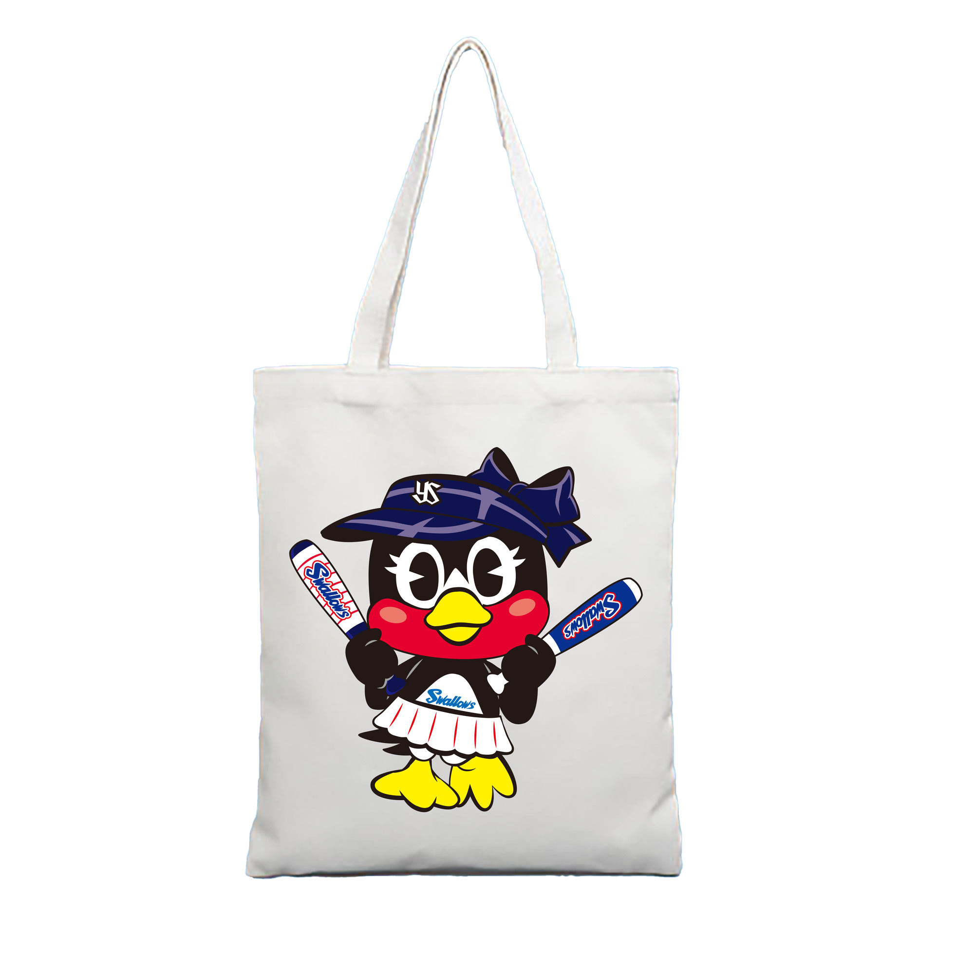 TOKYO YAKULT SWALLOWS MASCOT TSUBAMI APPLICATION CHEER BAT Logo - 縦型キャンバス手提げバッグ（トートバッグ） ・ キャンバス素材 ・ ショッピング用 ・ 軽量 丈夫 お手入れ簡単