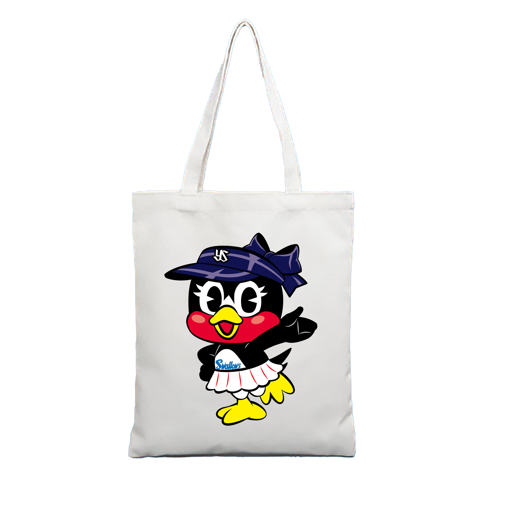 TOKYO YAKULT SWALLOWS MASCOT TSUBAMI APPLICATION INTRODUCTION Logo - 縦型キャンバス手提げバッグ（トートバッグ） ・ キャンバス素材 ・ ショッピング用 ・ 軽量 丈夫 お手入れ簡単