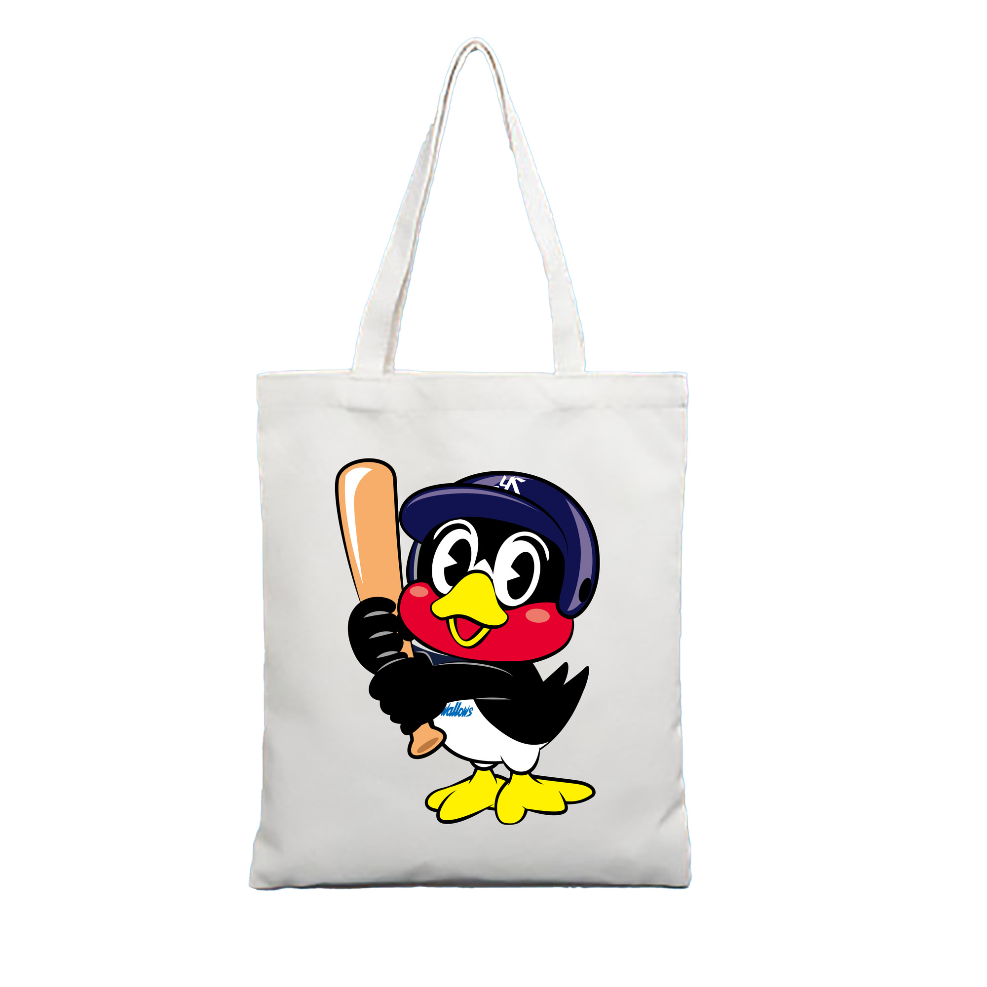 TOKYO YAKULT SWALLOWS MASCOT TSUBAKURO ORIGINAL Logo - 縦型キャンバス手提げバッグ（トートバッグ） ・ キャンバス素材 ・ ショッピング用 ・ 軽量 丈夫 お手入れ簡単