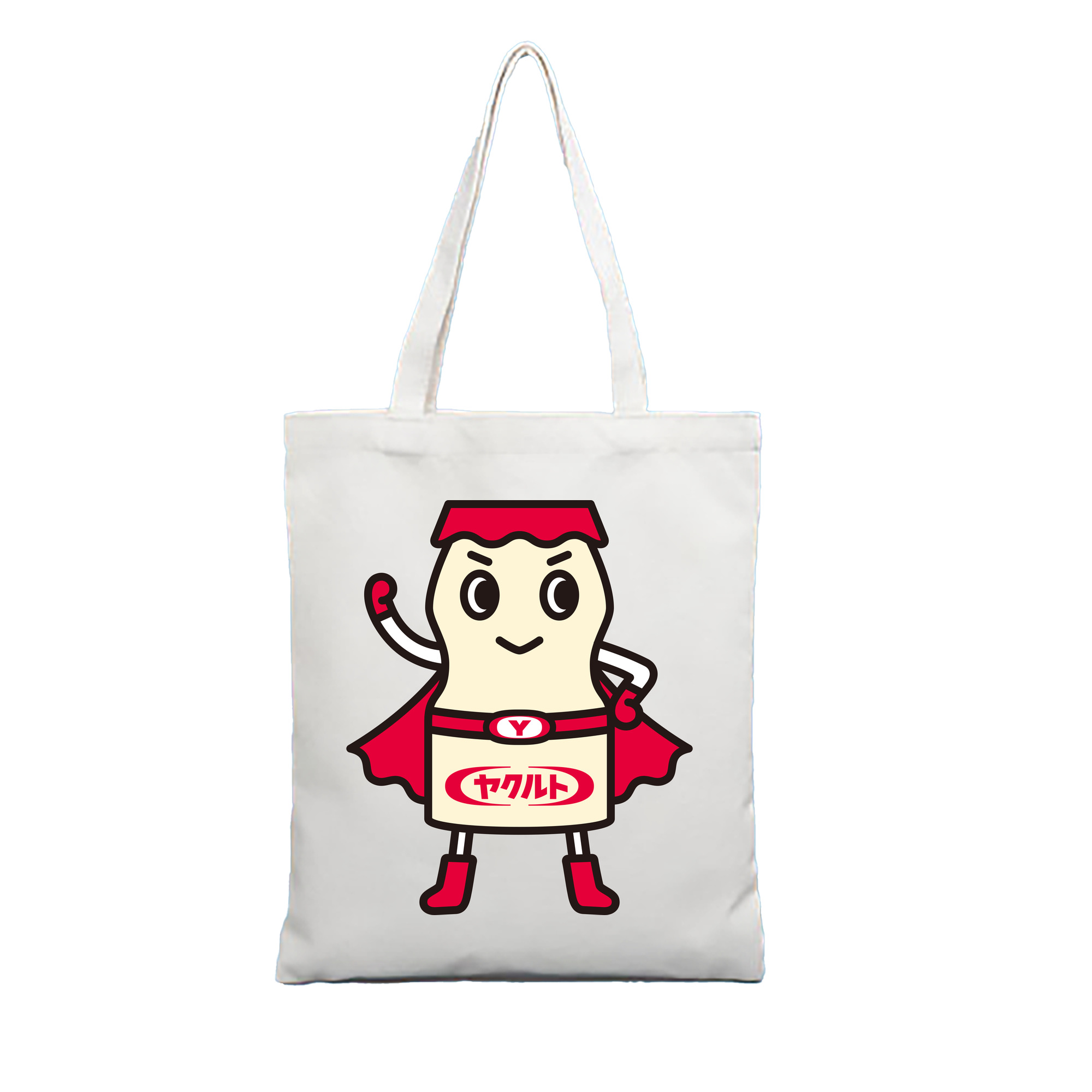 YAKULT YAKULTMAN ORIGINAL Logo - 縦型キャンバス手提げバッグ（トートバッグ） ・ キャンバス素材 ・ ショッピング用 ・ 軽量 丈夫 お手入れ簡単