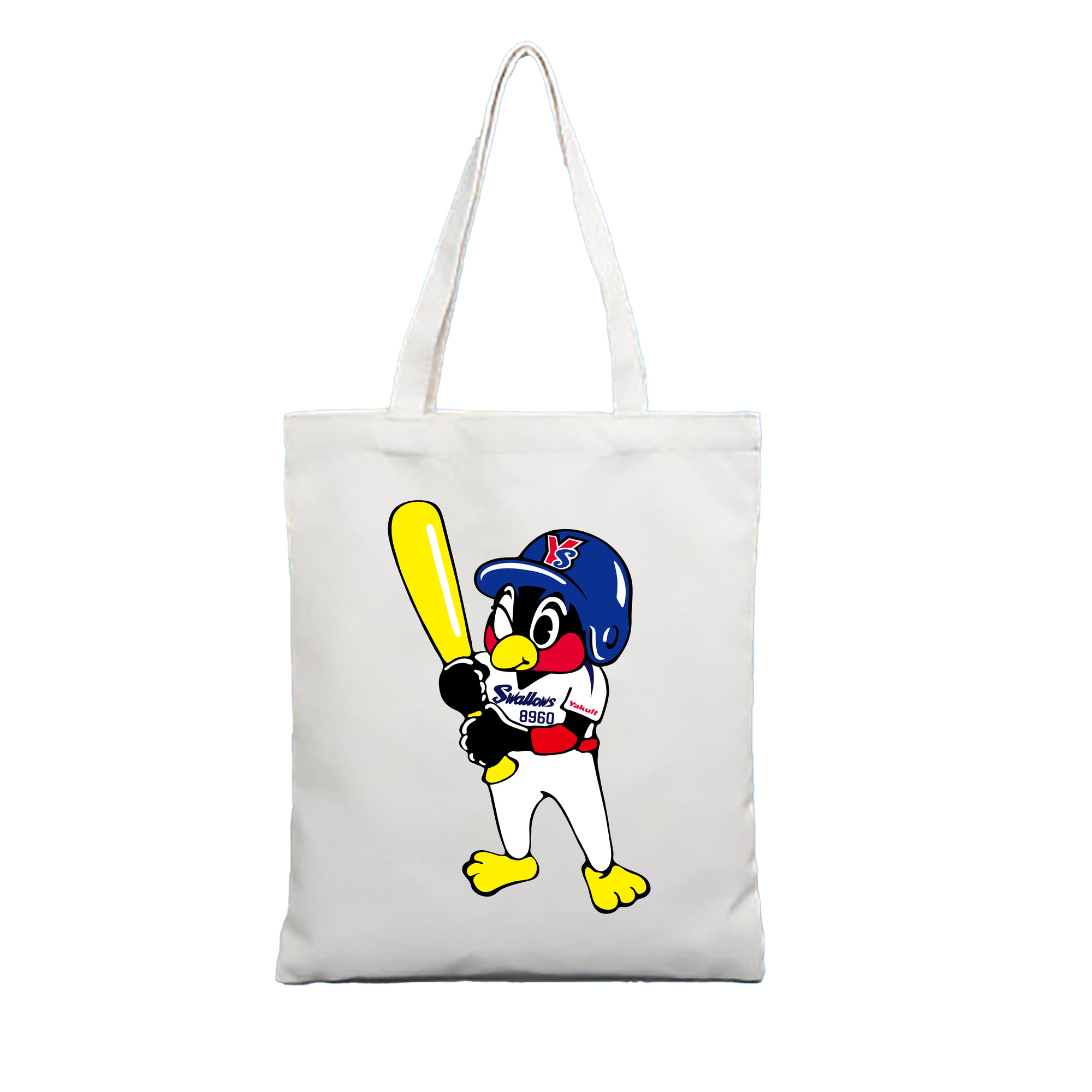TOKYO YAKULT SWALLOWS MASCOT ENTARO Logo - 縦型キャンバス手提げバッグ（トートバッグ） ・ キャンバス素材 ・ ショッピング用 ・ 軽量 丈夫 お手入れ簡単