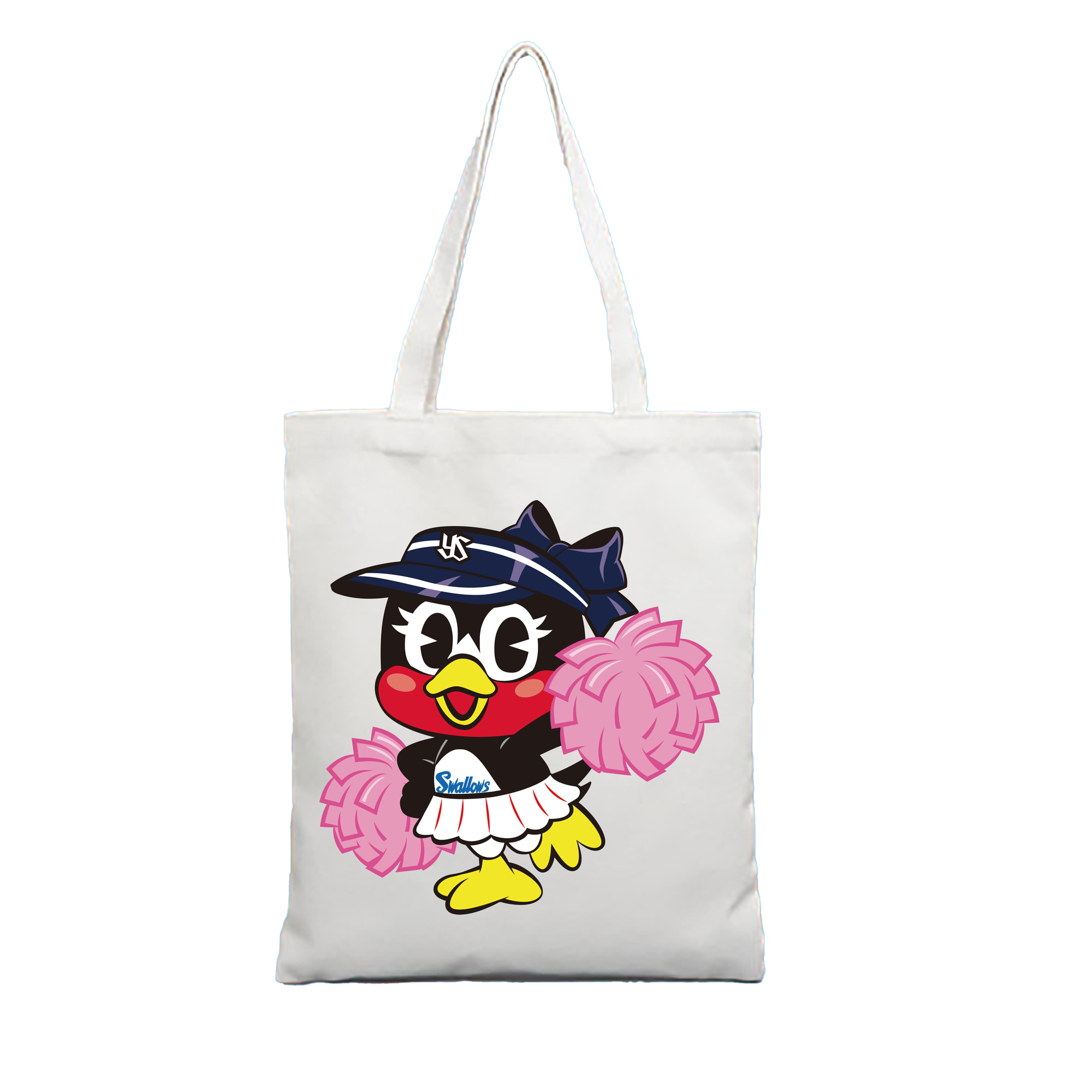 TOKYO YAKULT SWALLOWS MASCOT TSUBAMI APPLICATION CHEER Logo - 縦型キャンバス手提げバッグ（トートバッグ） ・ キャンバス素材 ・ ショッピング用 ・ 軽量 丈夫 お手入れ簡単