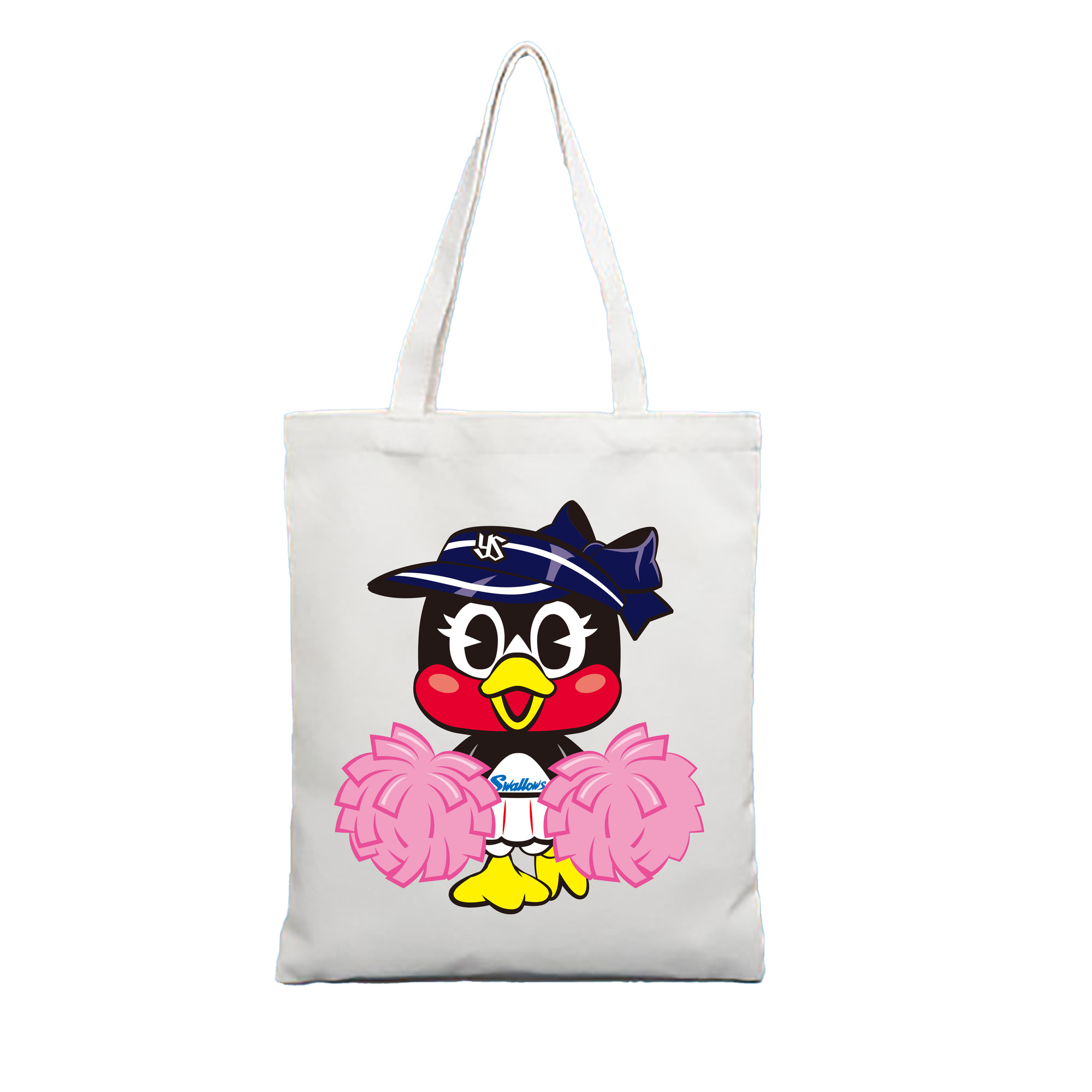 TOKYO YAKULT SWALLOWS MASCOT TSUBAMI APPLICATION CHEER STAND Logo - 縦型キャンバス手提げバッグ（トートバッグ） ・ キャンバス素材 ・ ショッピング用 ・ 軽量 丈夫 お手入れ簡単