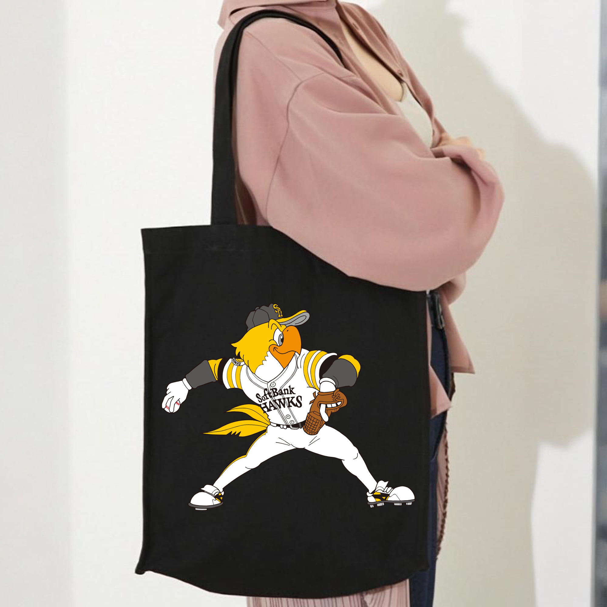 FUKUOKA SOFTBANK HAWKS MASCOT HARRY HAWK APPLICATION WINDUP PITCHING Logo