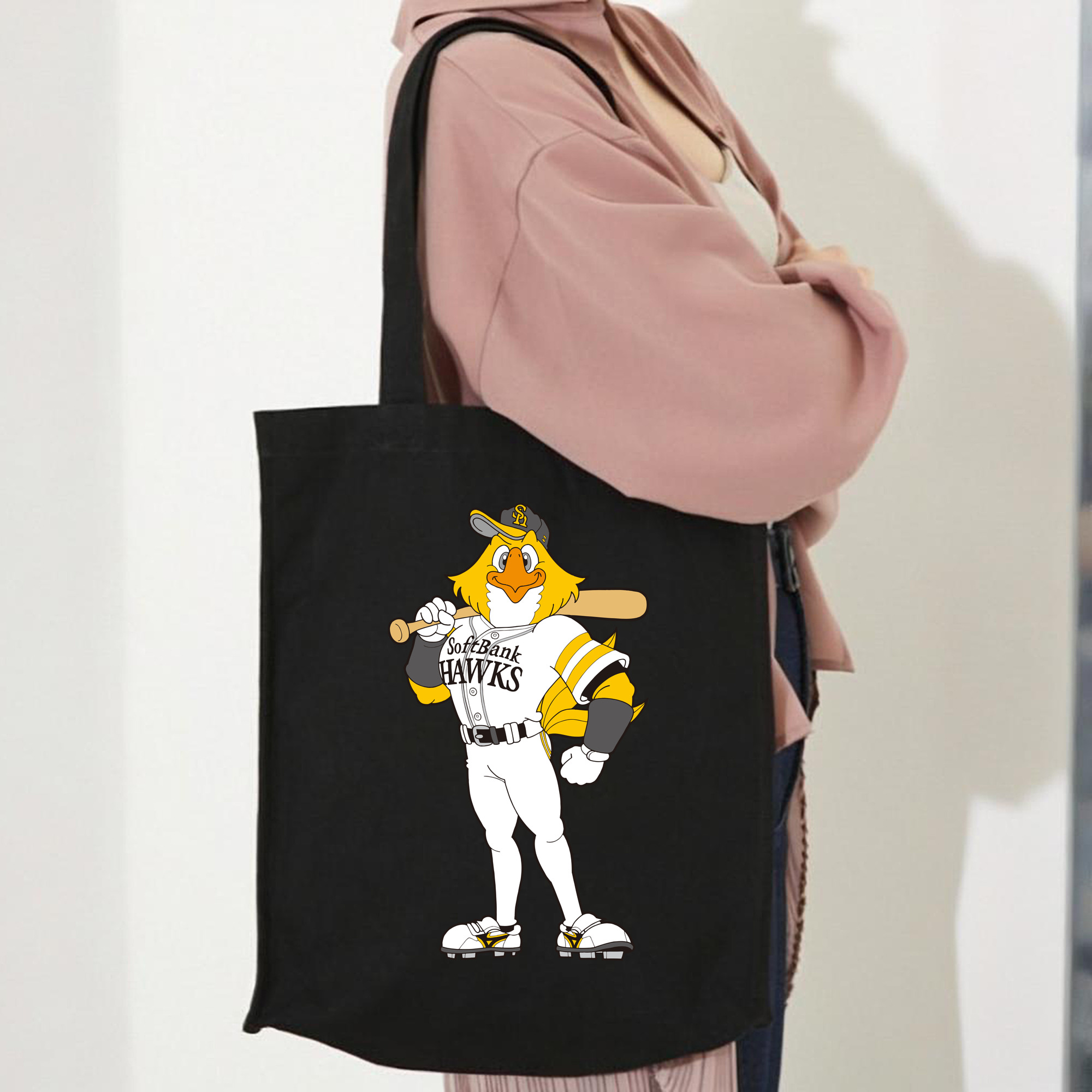 FUKUOKA SOFTBANK HAWKS MASCOT HARRY HAWK APPLICATION STAND BAT Logo