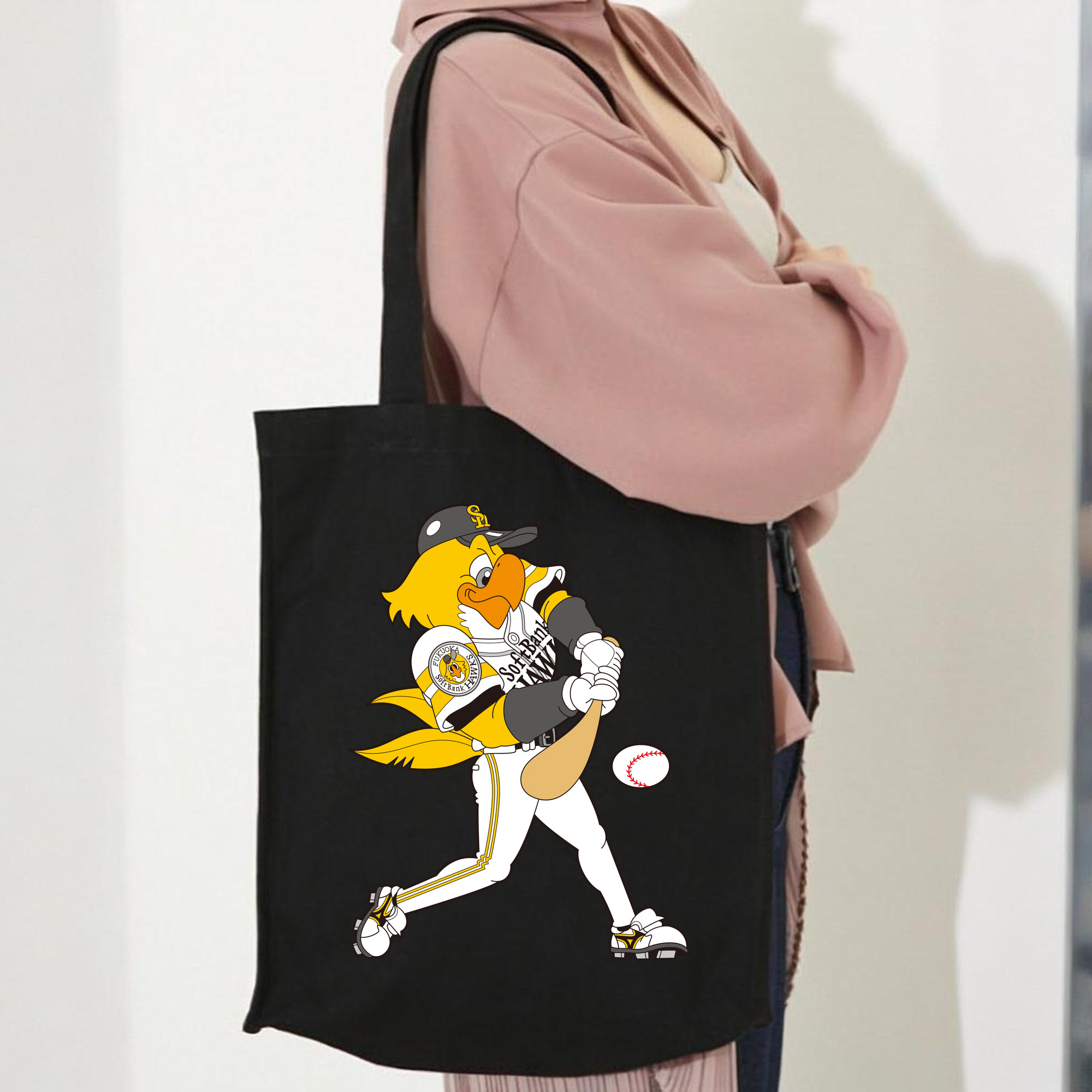 FUKUOKA SOFTBANK HAWKS MASCOT HARRY HAWK APPLICATION BATTING SWING Logo