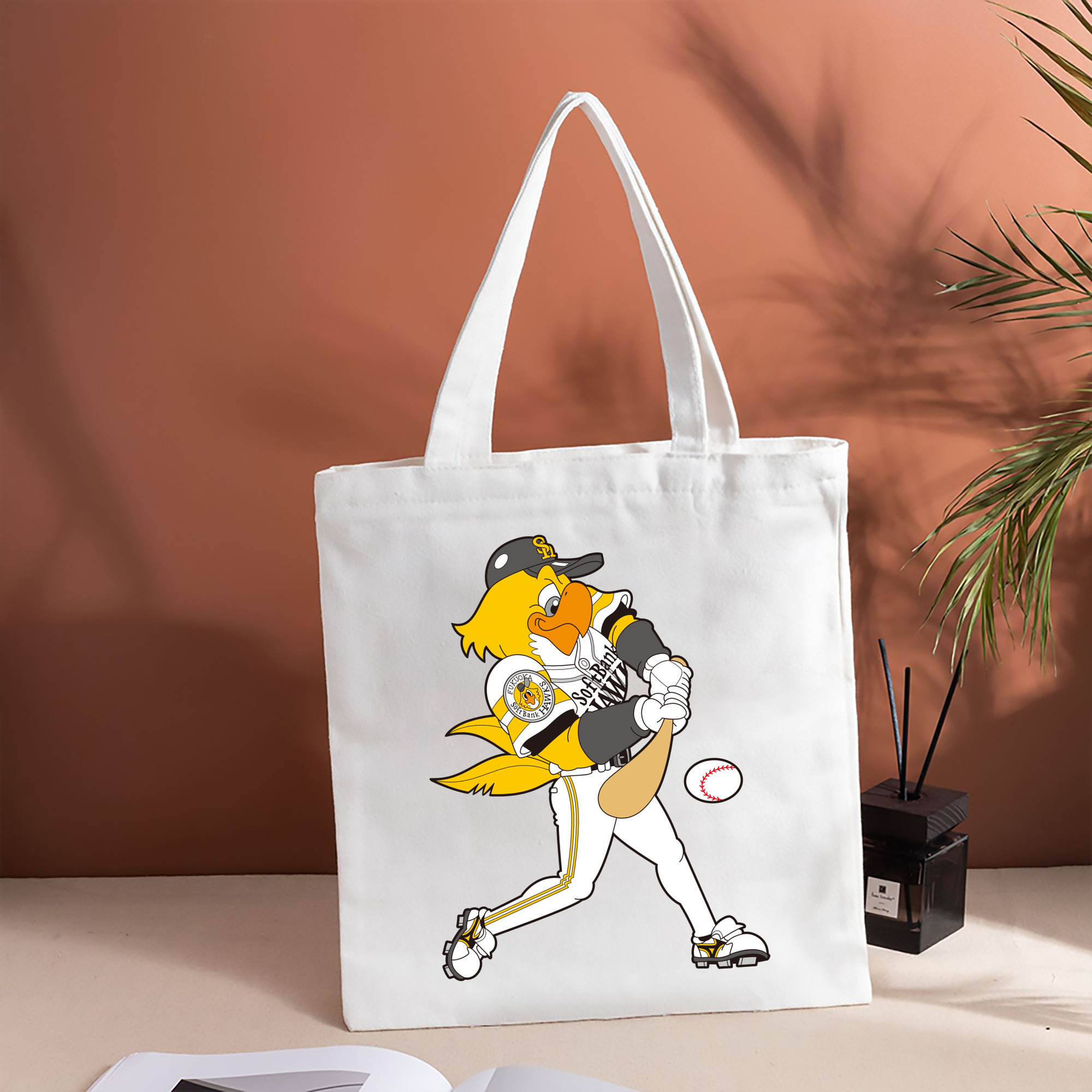 FUKUOKA SOFTBANK HAWKS MASCOT HARRY HAWK APPLICATION BATTING SWING Logo
