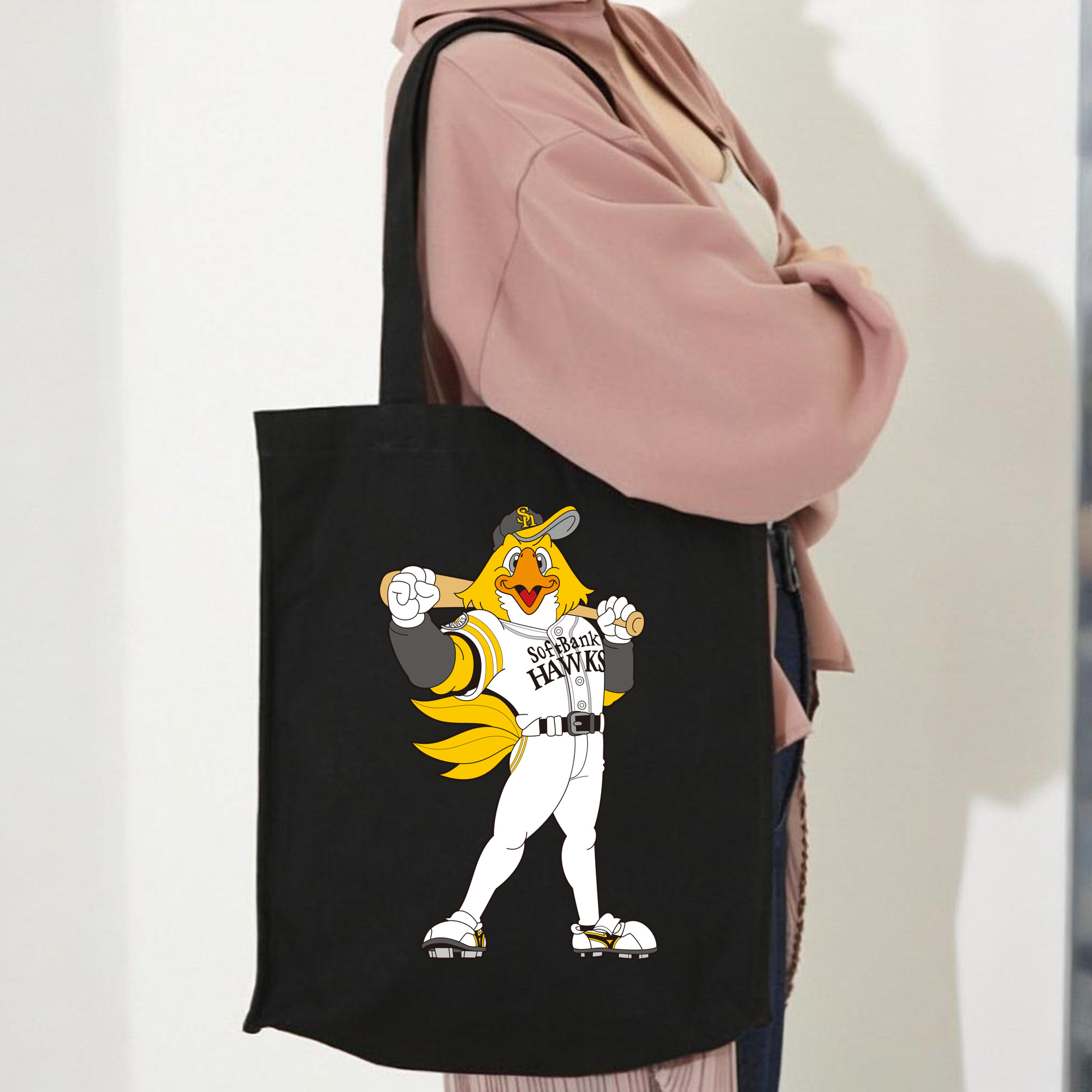 FUKUOKA SOFTBANK HAWKS MASCOT HARRY HAWK APPLICATION STANDING FIGHTING Logo