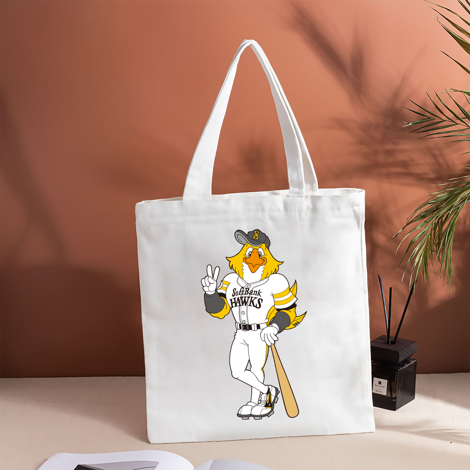 FUKUOKA SOFTBANK HAWKS MASCOT HARRY HAWK APPLICATION BAT STANDING Logo