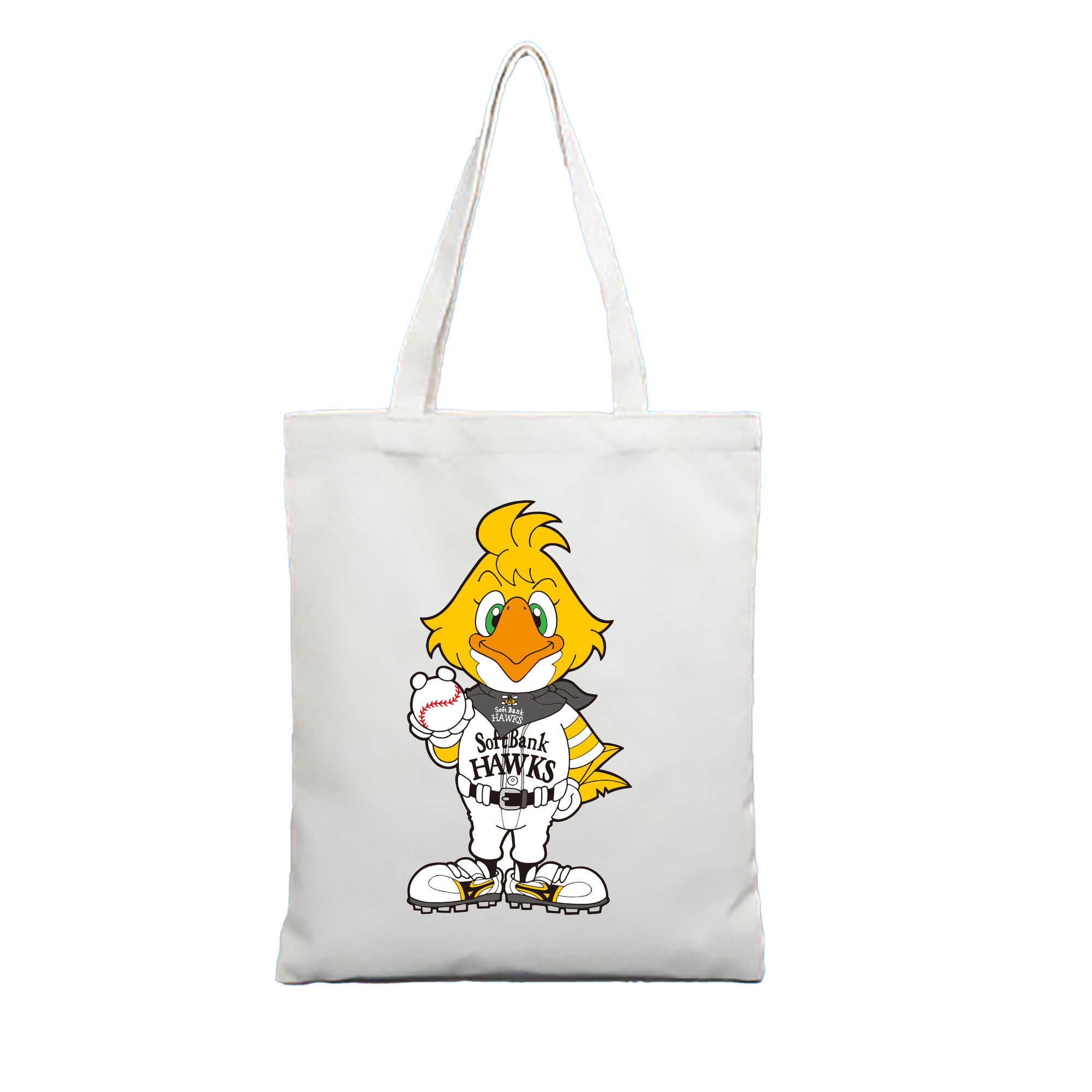 FUKUOKA SOFTBANK HAWKS MASCOT HACK HAWK Logo - 縦型キャンバス手提げバッグ（トートバッグ） ・ キャンバス素材 ・ ショッピング用 ・ 軽量 丈夫 お手入れ簡単