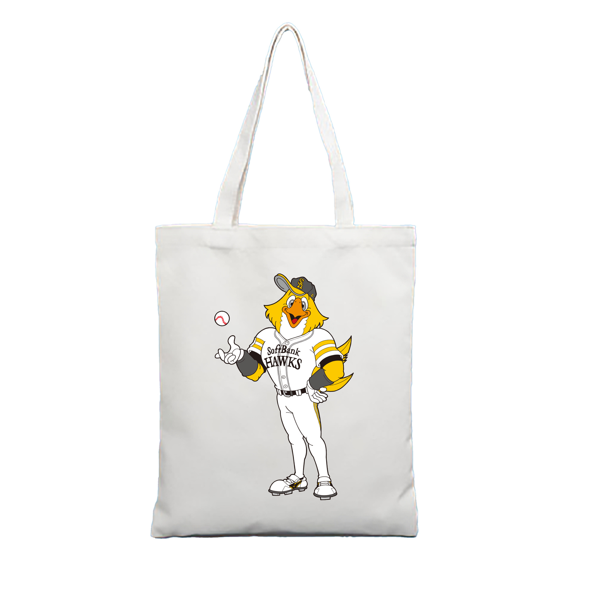 FUKUOKA SOFTBANK HAWKS MASCOT HARRY HAWK BALL TRAINING APPLICATION Logo - 縦型キャンバス手提げバッグ（トートバッグ） ・ キャンバス素材 ・ ショッピング用 ・ 軽量 丈夫 お手入れ簡単