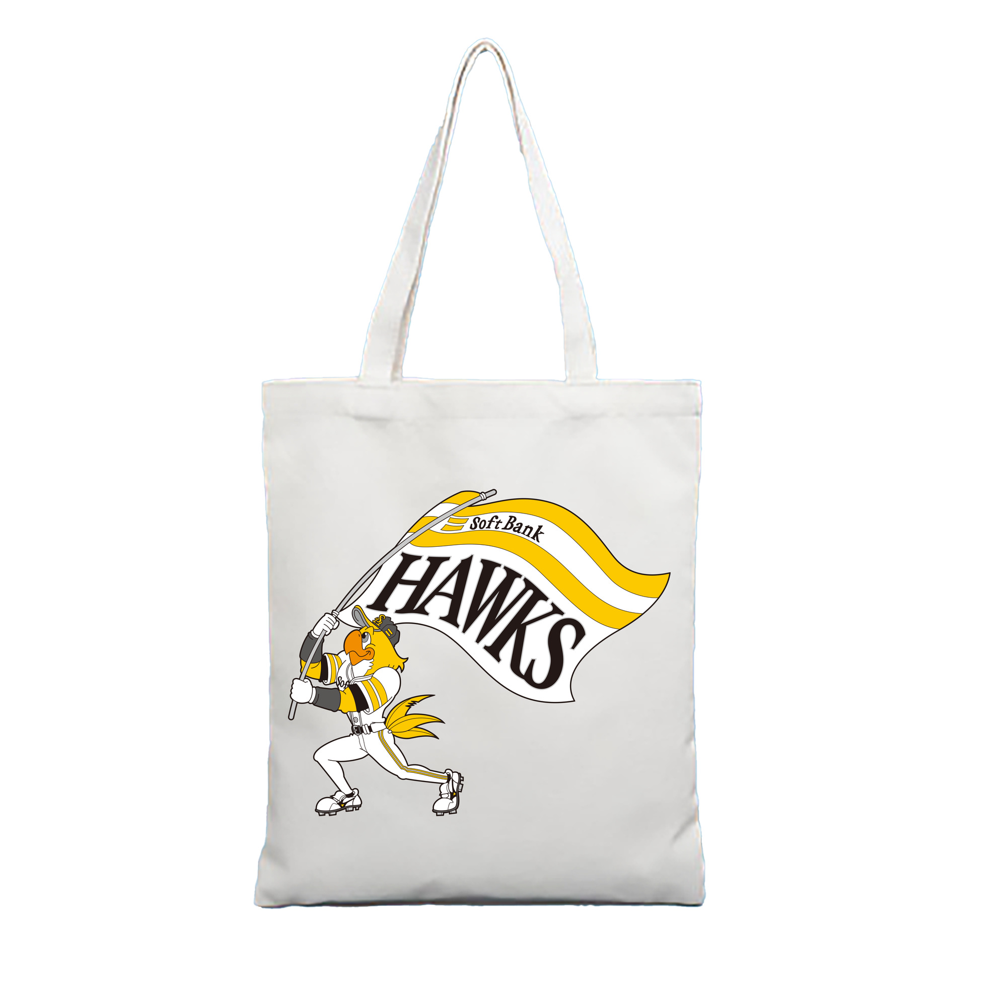 FUKUOKA SOFTBANK HAWKS MASCOT HARRY HAWK FLAG Logo - 縦型キャンバス手提げバッグ（トートバッグ） ・ キャンバス素材 ・ ショッピング用 ・ 軽量 丈夫 お手入れ簡単