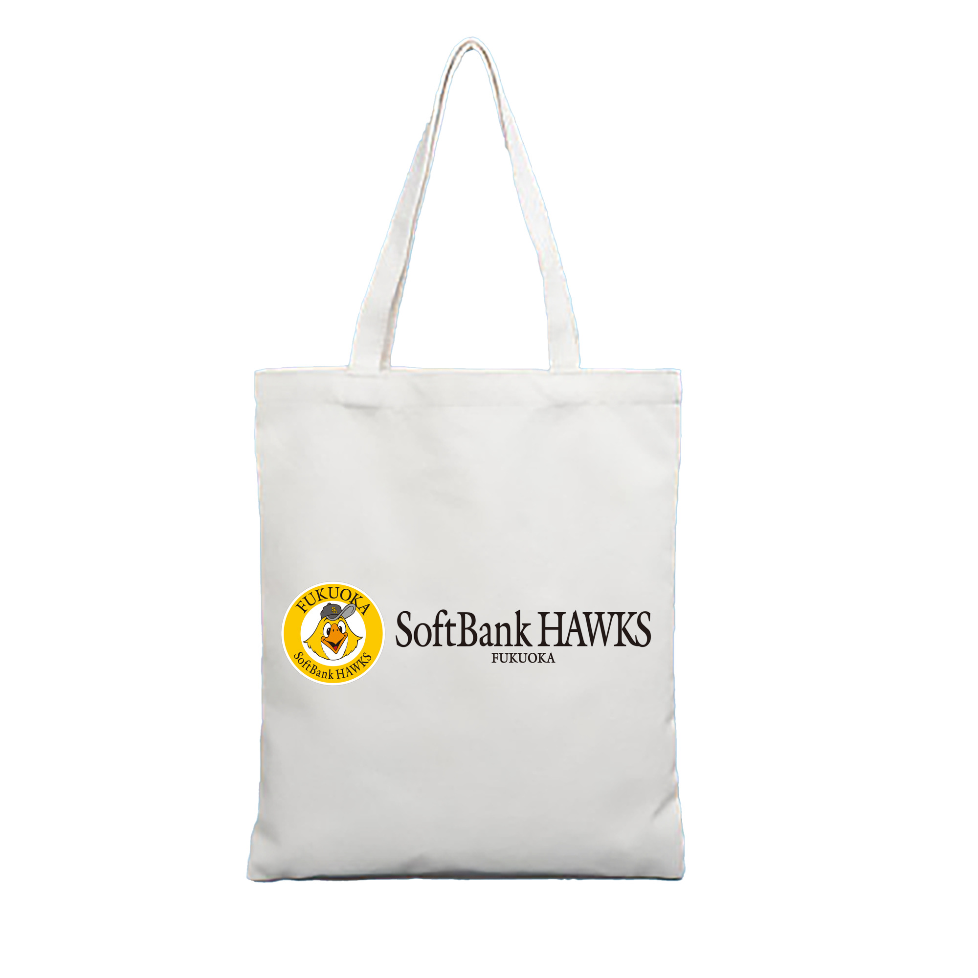 FUKUOKA SOFTBANK HAWKS ROUND SYMBOL WORDMARK Logo - 縦型キャンバス手提げバッグ（トートバッグ） ・ キャンバス素材 ・ ショッピング用 ・ 軽量 丈夫 お手入れ簡単