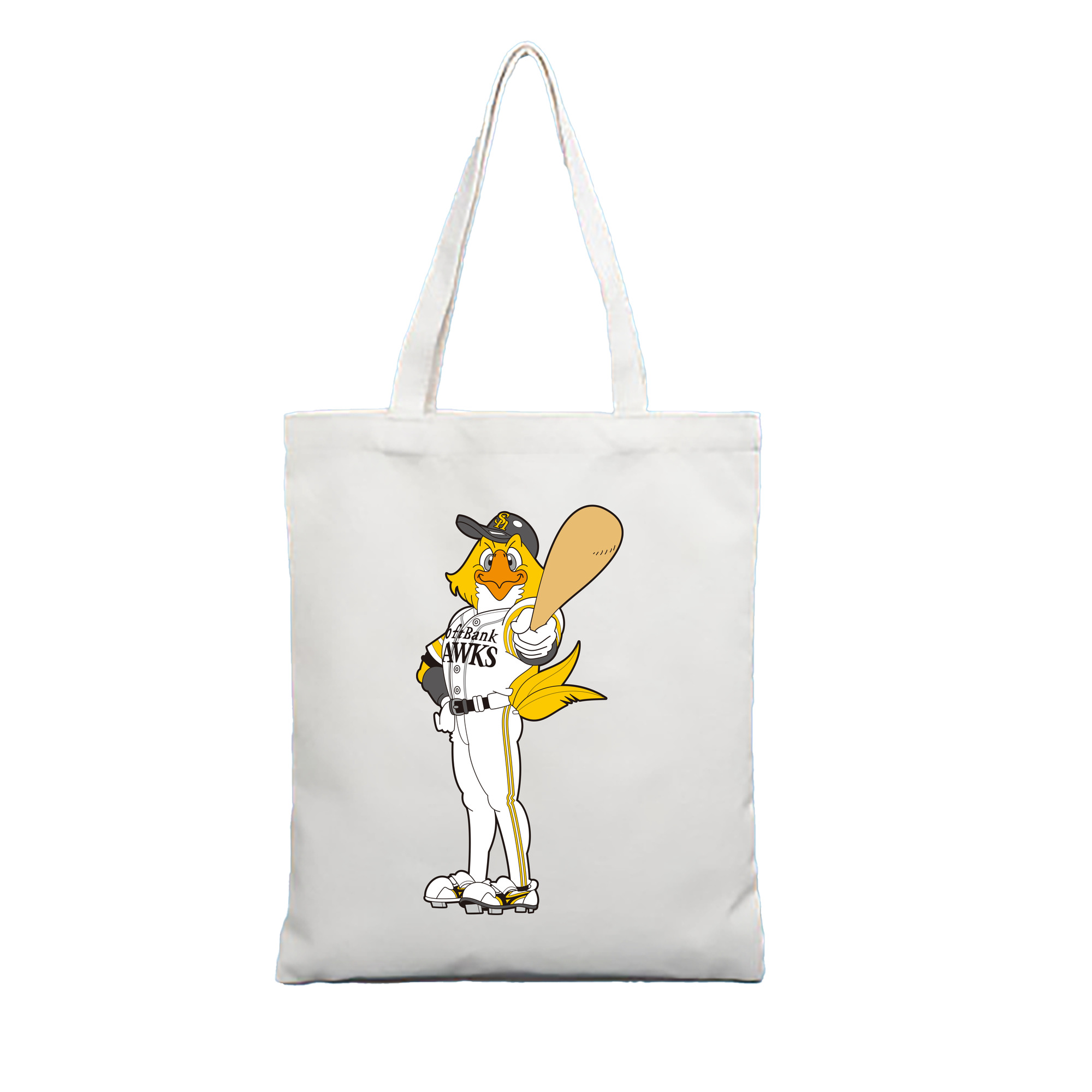FUKUOKA SOFTBANK HAWKS MASCOT HARRY HAWK APPLICATION Logo - 縦型キャンバス手提げバッグ（トートバッグ） ・ キャンバス素材 ・ ショッピング用 ・ 軽量 丈夫 お手入れ簡単