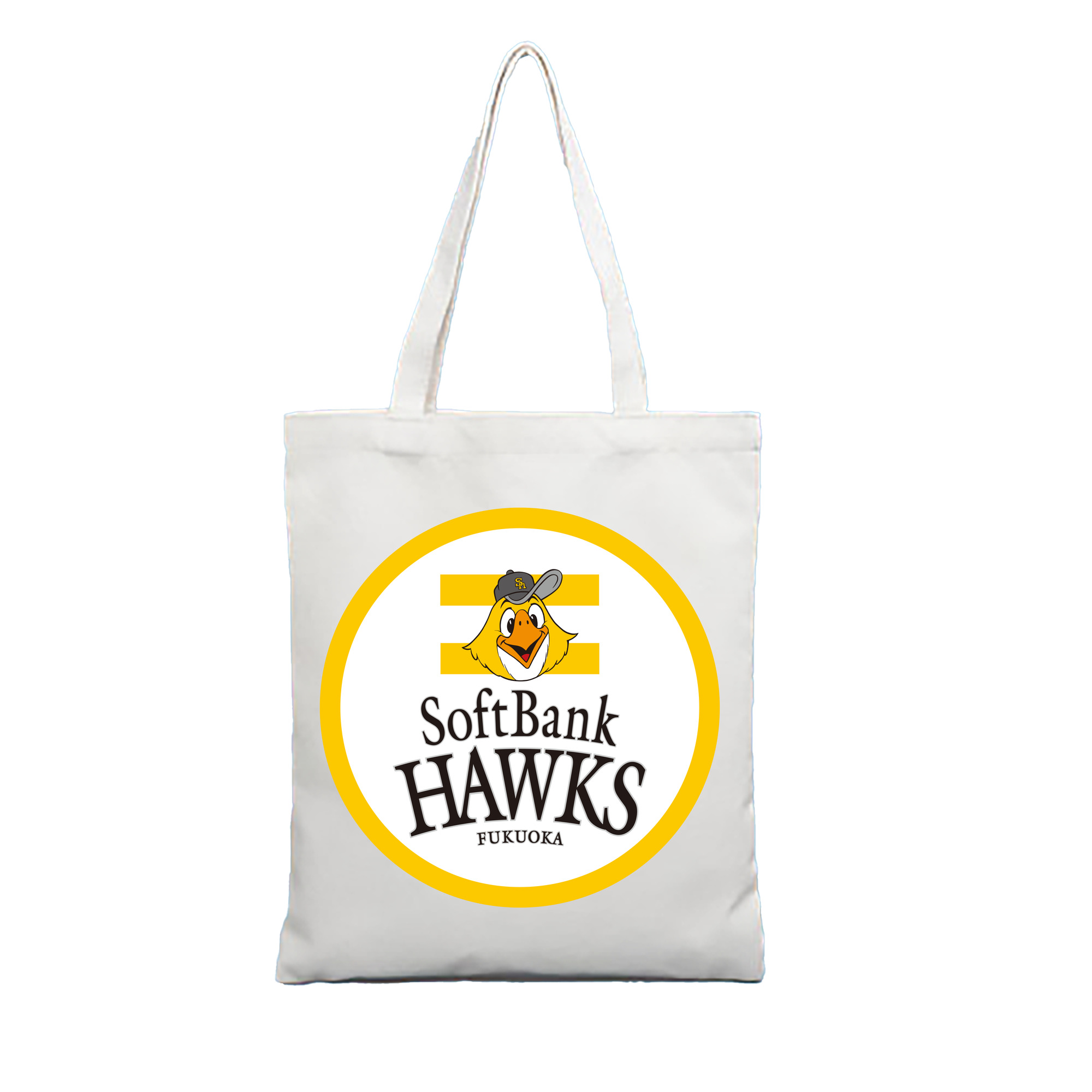 FUKUOKA SOFTBANK HAWKS EMBLEM ROUND COLOR Logo - 縦型キャンバス手提げバッグ（トートバッグ） ・ キャンバス素材 ・ ショッピング用 ・ 軽量 丈夫 お手入れ簡単