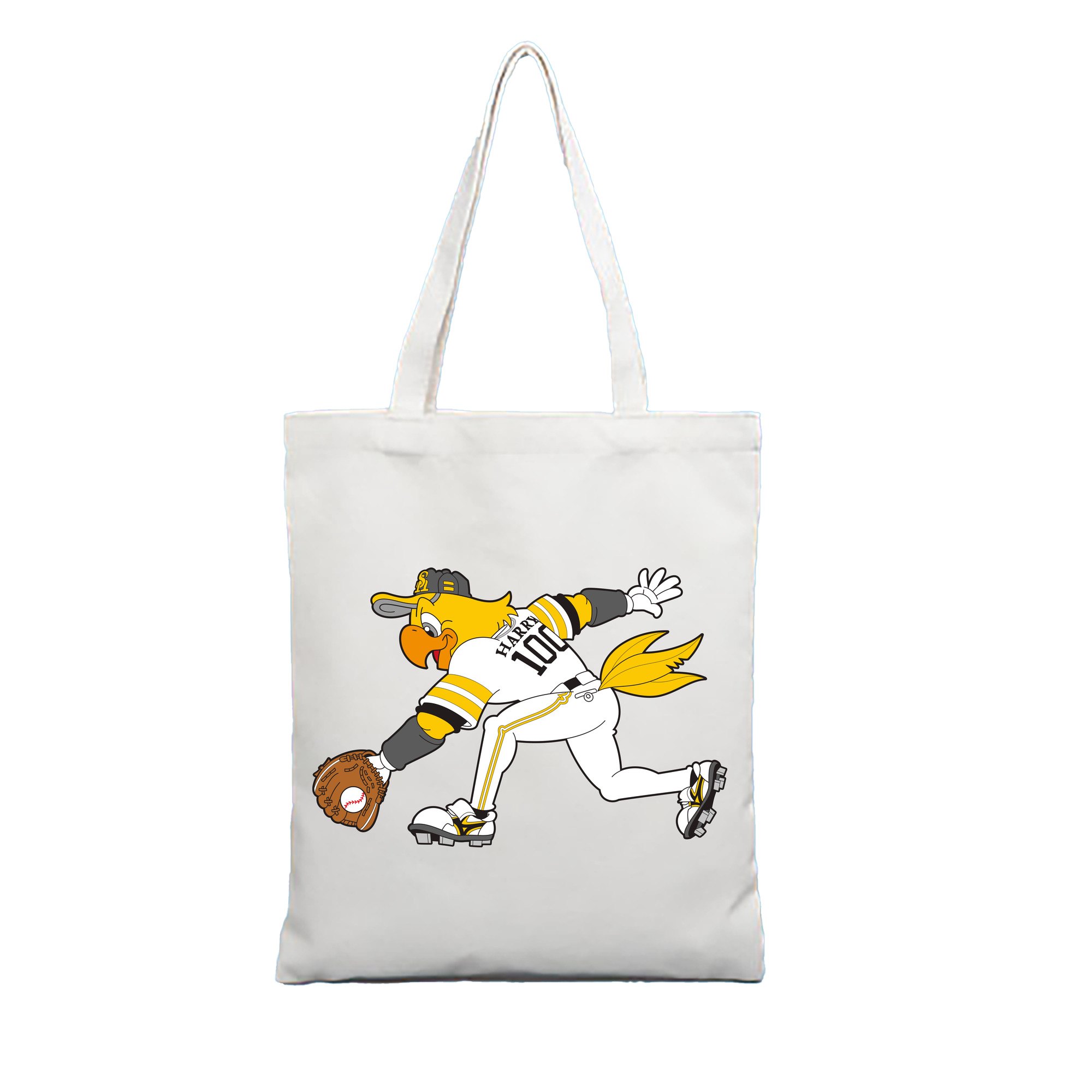 FUKUOKA SOFTBANK HAWKS MASCOT HARRY HAWK DEFENSE APPLICATION Logo - 縦型キャンバス手提げバッグ（トートバッグ） ・ キャンバス素材 ・ ショッピング用 ・ 軽量 丈夫 お手入れ簡単