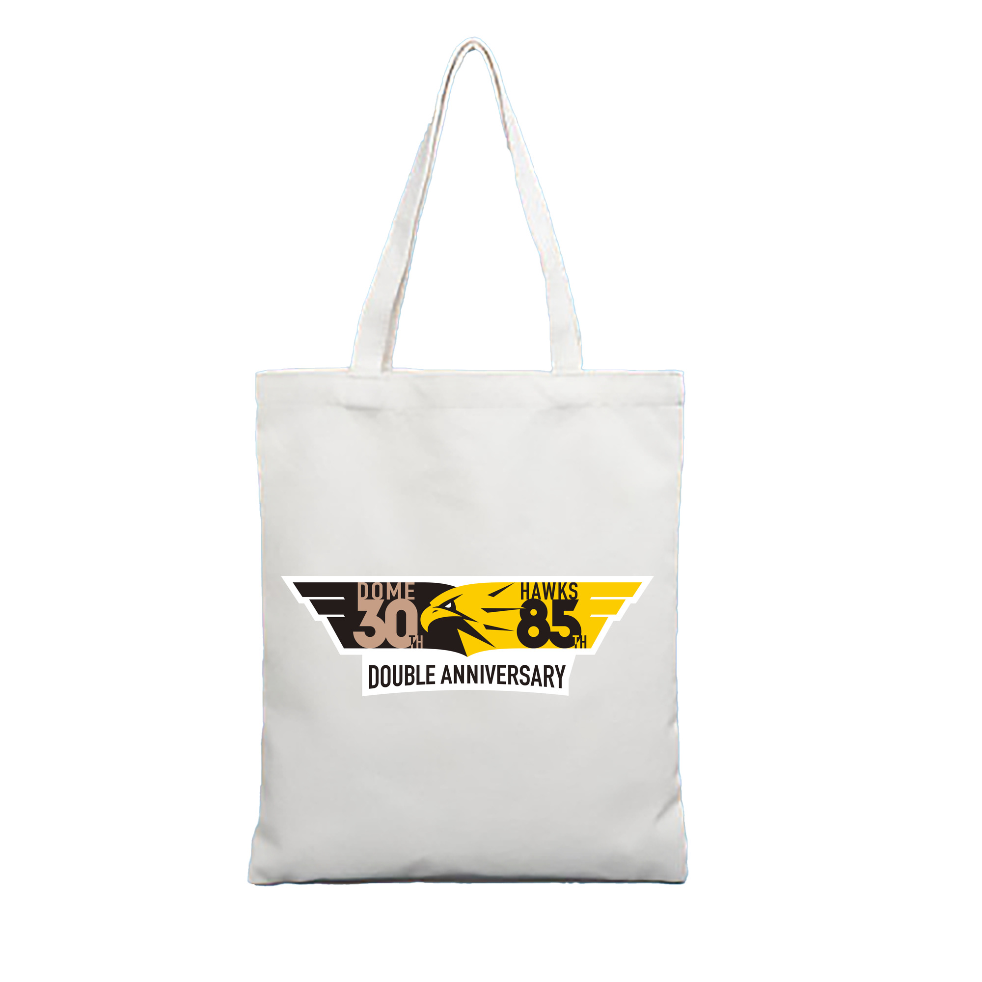 FUKUOKA SOFTBANK HAWKS DOME 30TH HAWKS 85TH DOUBLE ANNIVERSARY EMBLEM BACKGROUND Logo - 縦型キャンバス手提げバッグ（トートバッグ） ・ キャンバス素材 ・ ショッピング用 ・ 軽量 丈夫 お手入れ簡単