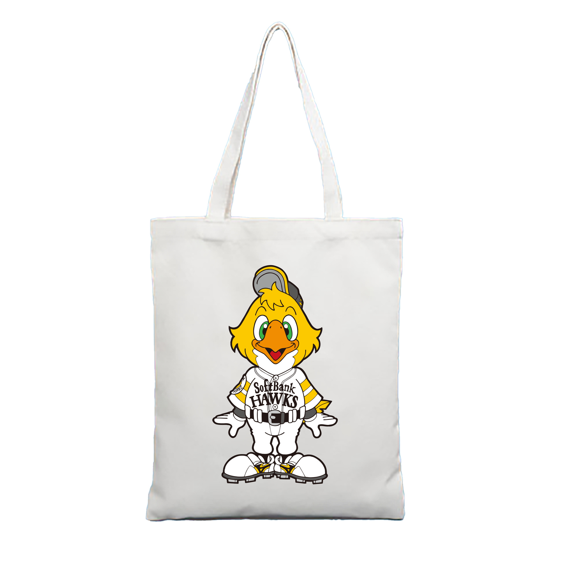 FUKUOKA SOFTBANK HAWKS MASCOT HOCK HAWK Logo - 縦型キャンバス手提げバッグ（トートバッグ） ・ キャンバス素材 ・ ショッピング用 ・ 軽量 丈夫 お手入れ簡単