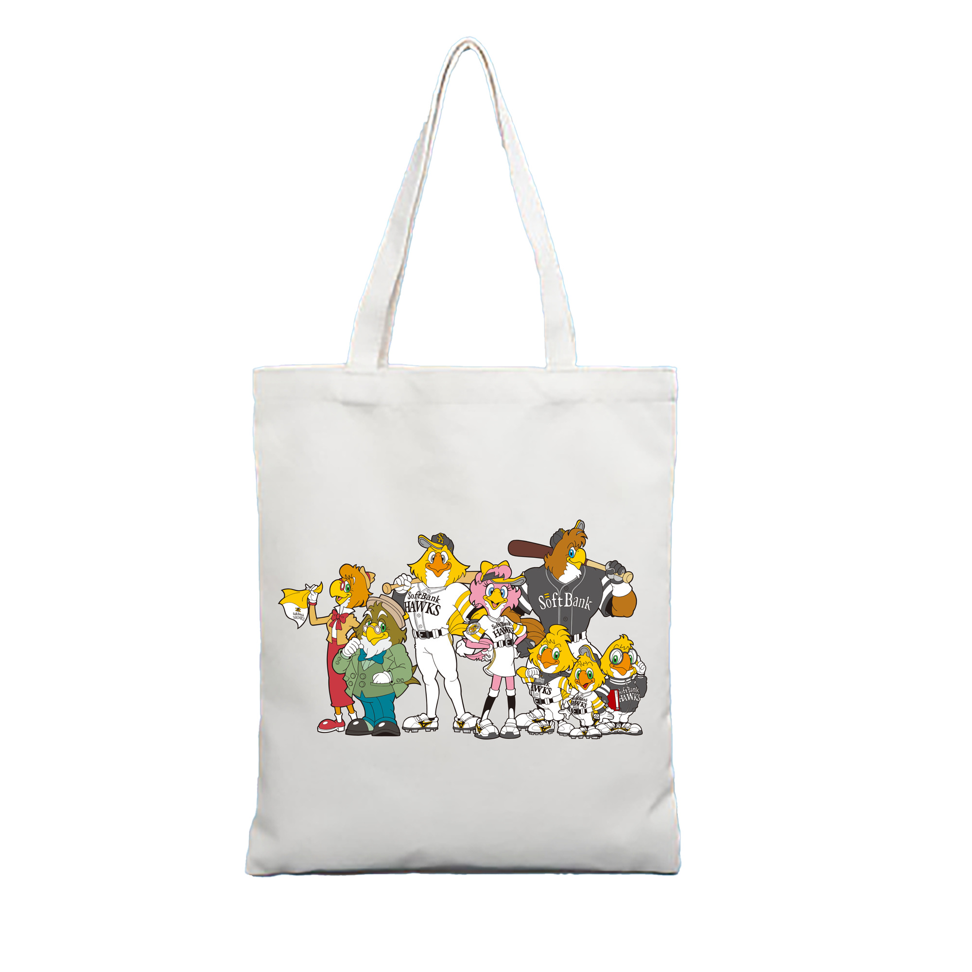 FUKUOKA SOFTBANK HAWKS MASCOT HAWKFAMILY ORIGINAL Logo Vector - 縦型キャンバス手提げバッグ（トートバッグ） ・ キャンバス素材 ・ ショッピング用 ・ 軽量 丈夫 お手入れ簡単