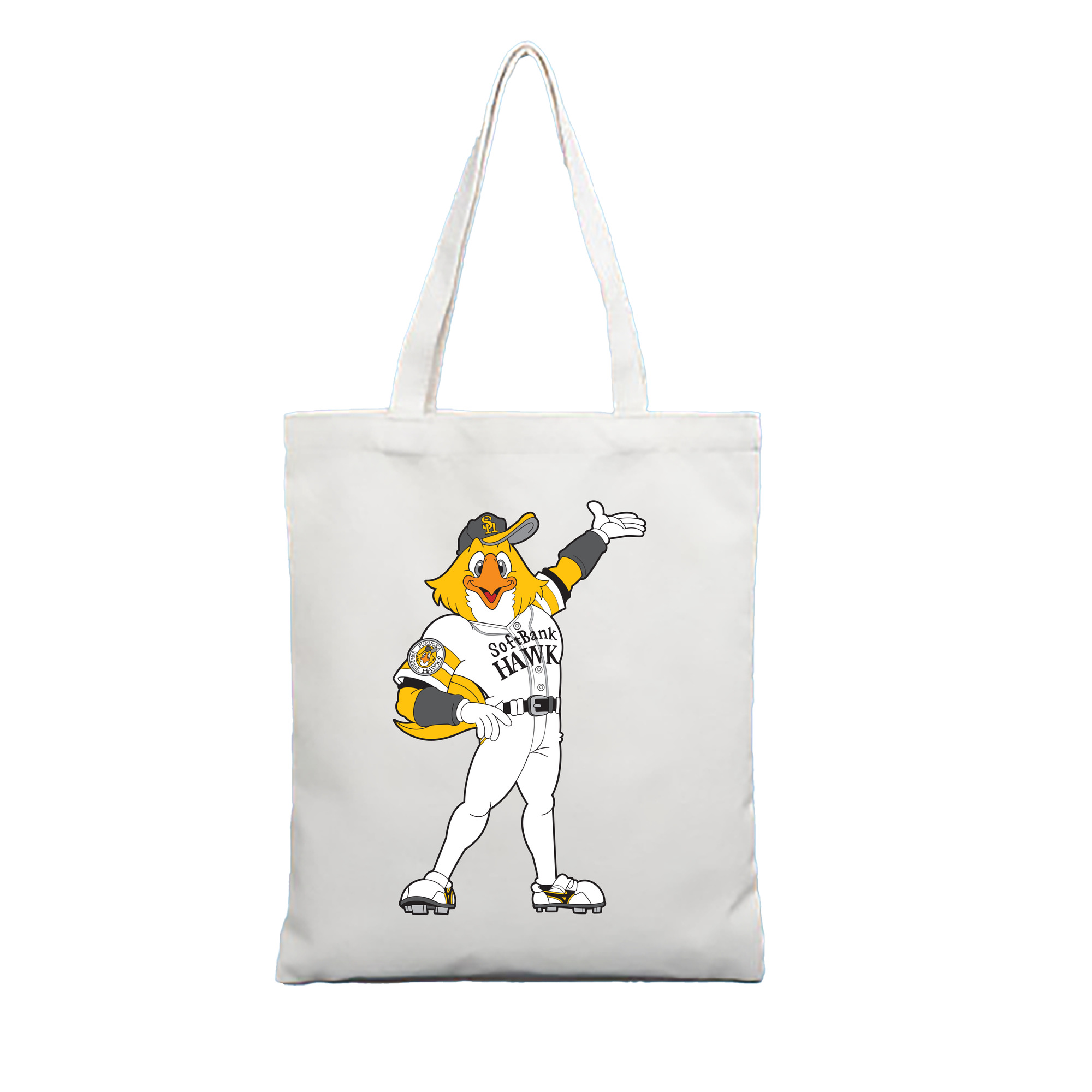 FUKUOKA SOFTBANK HAWKS MASCOT HARRY HAWK APPLICATION INTRODUCTION Logo - 縦型キャンバス手提げバッグ（トートバッグ） ・ キャンバス素材 ・ ショッピング用 ・ 軽量 丈夫 お手入れ簡単