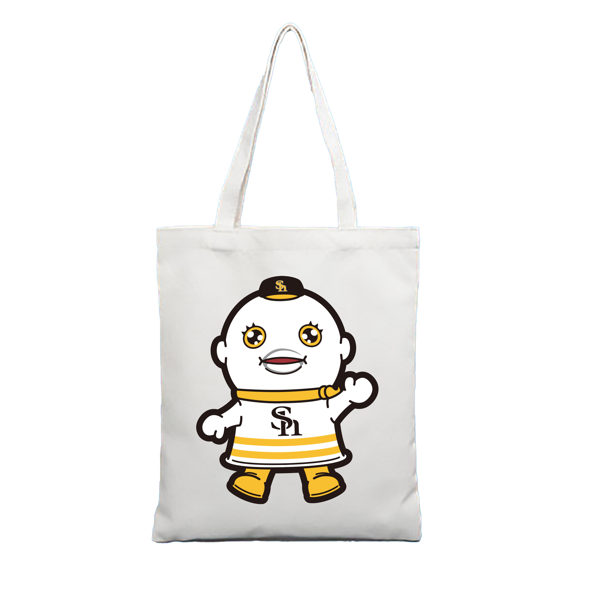 FUKUOKA SOFTBANK HAWKS MASCOT KOFUSANG Logo - 縦型キャンバス手提げバッグ（トートバッグ） ・ キャンバス素材 ・ ショッピング用 ・ 軽量 丈夫 お手入れ簡単