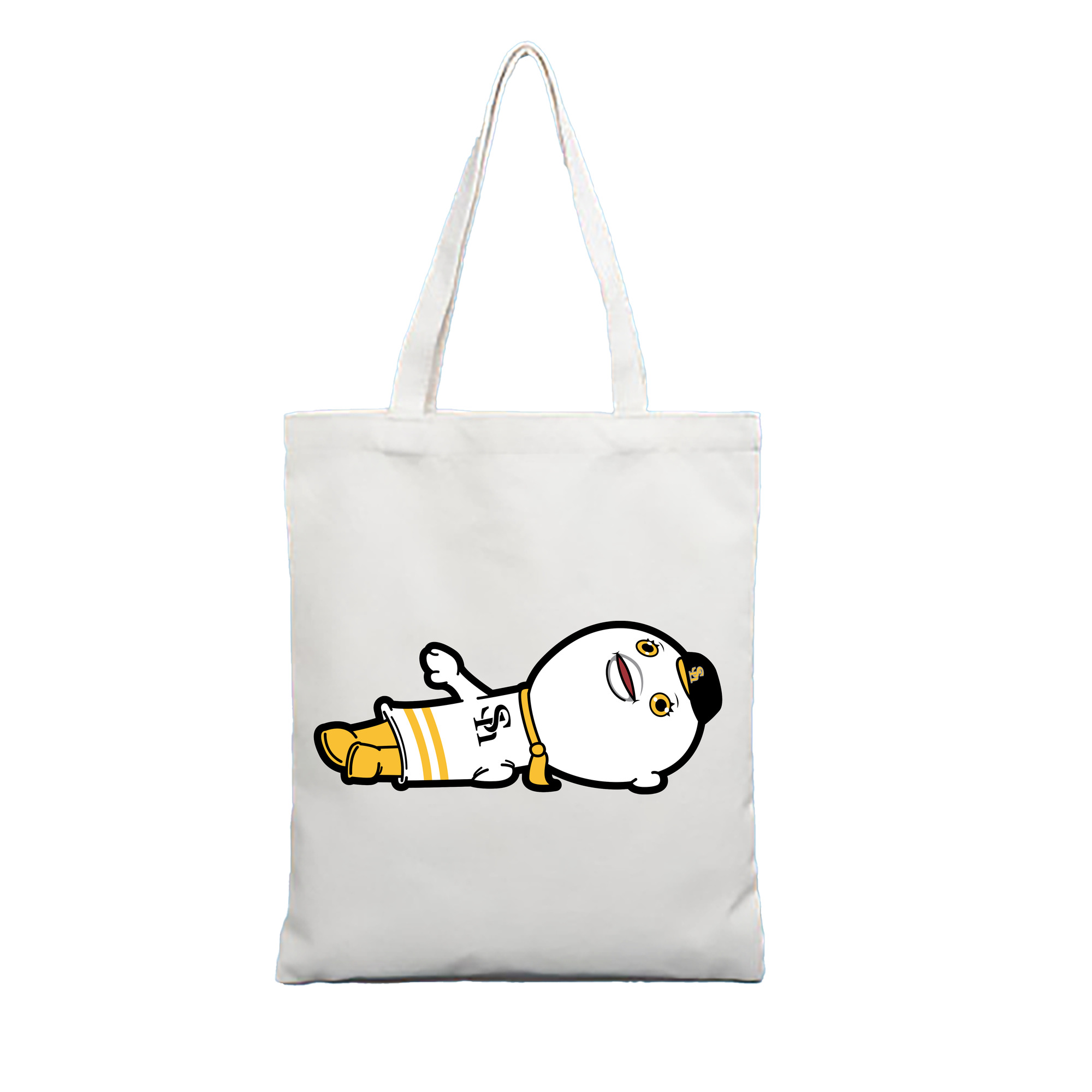FUKUOKA SOFTBANK HAWKS MASCOT FUSANG APPLICATION LIE DOWN Logo - 縦型キャンバス手提げバッグ（トートバッグ） ・ キャンバス素材 ・ ショッピング用 ・ 軽量 丈夫 お手入れ簡単