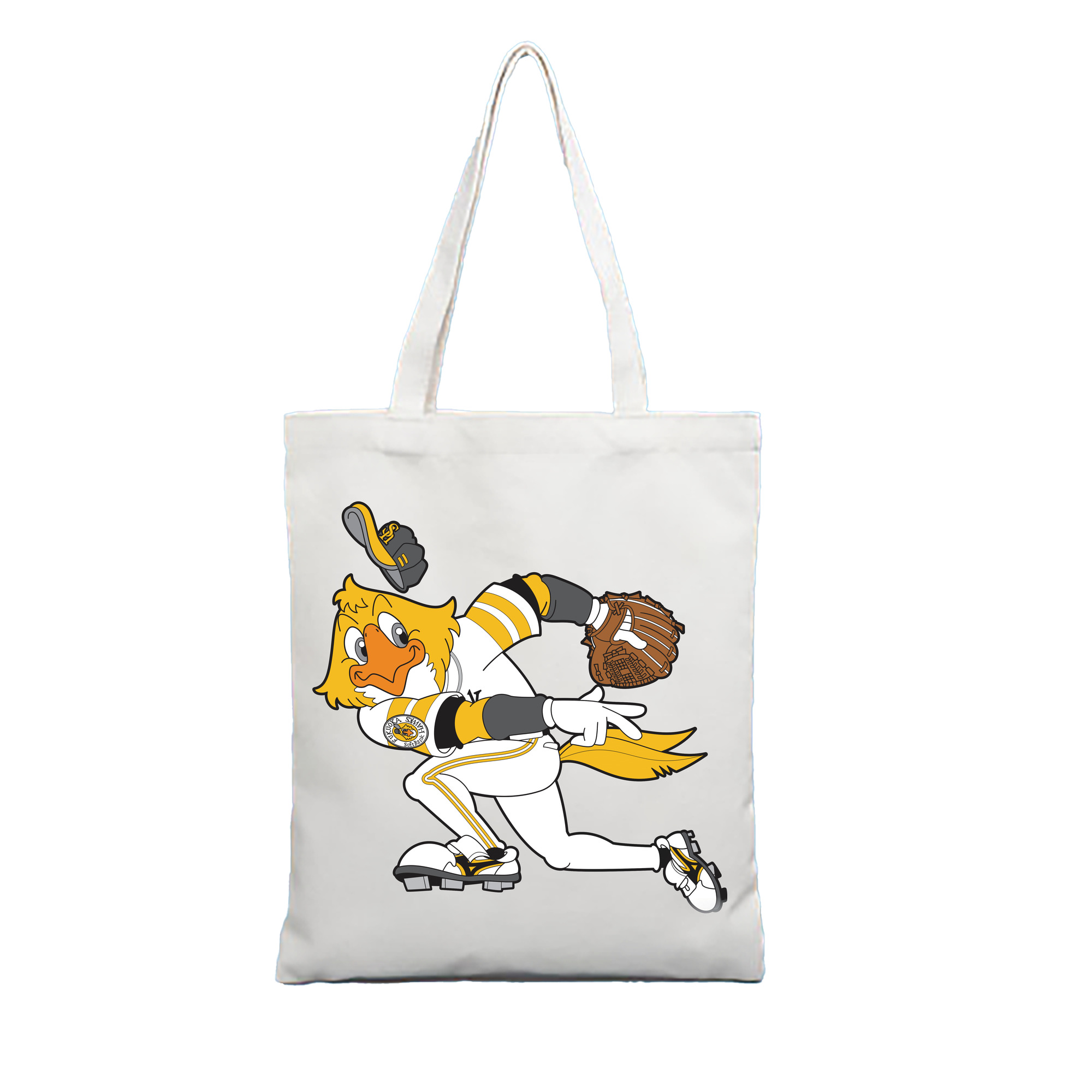 FUKUOKA SOFTBANK HAWKS MASCOT HARRY HAWK APPLICATION THROWING Logo - 縦型キャンバス手提げバッグ（トートバッグ） ・ キャンバス素材 ・ ショッピング用 ・ 軽量 丈夫 お手入れ簡単
