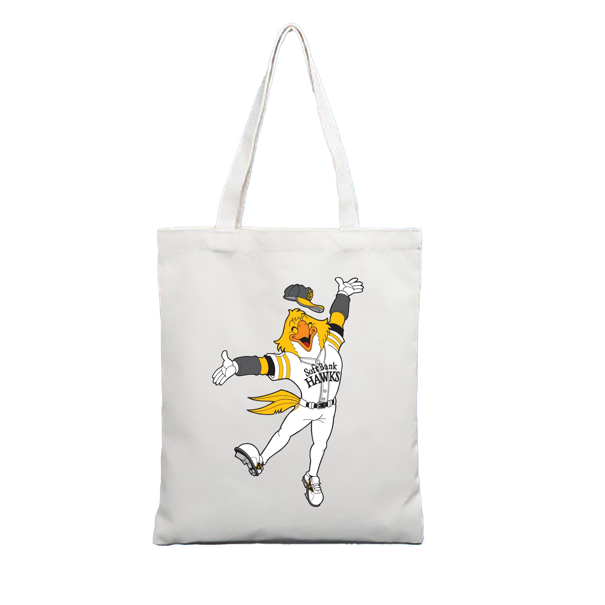 FUKUOKA SOFTBANK HAWKS MASCOT HARRY HAWK APPLICATION SMILE Logo - 縦型キャンバス手提げバッグ（トートバッグ） ・ キャンバス素材 ・ ショッピング用 ・ 軽量 丈夫 お手入れ簡単
