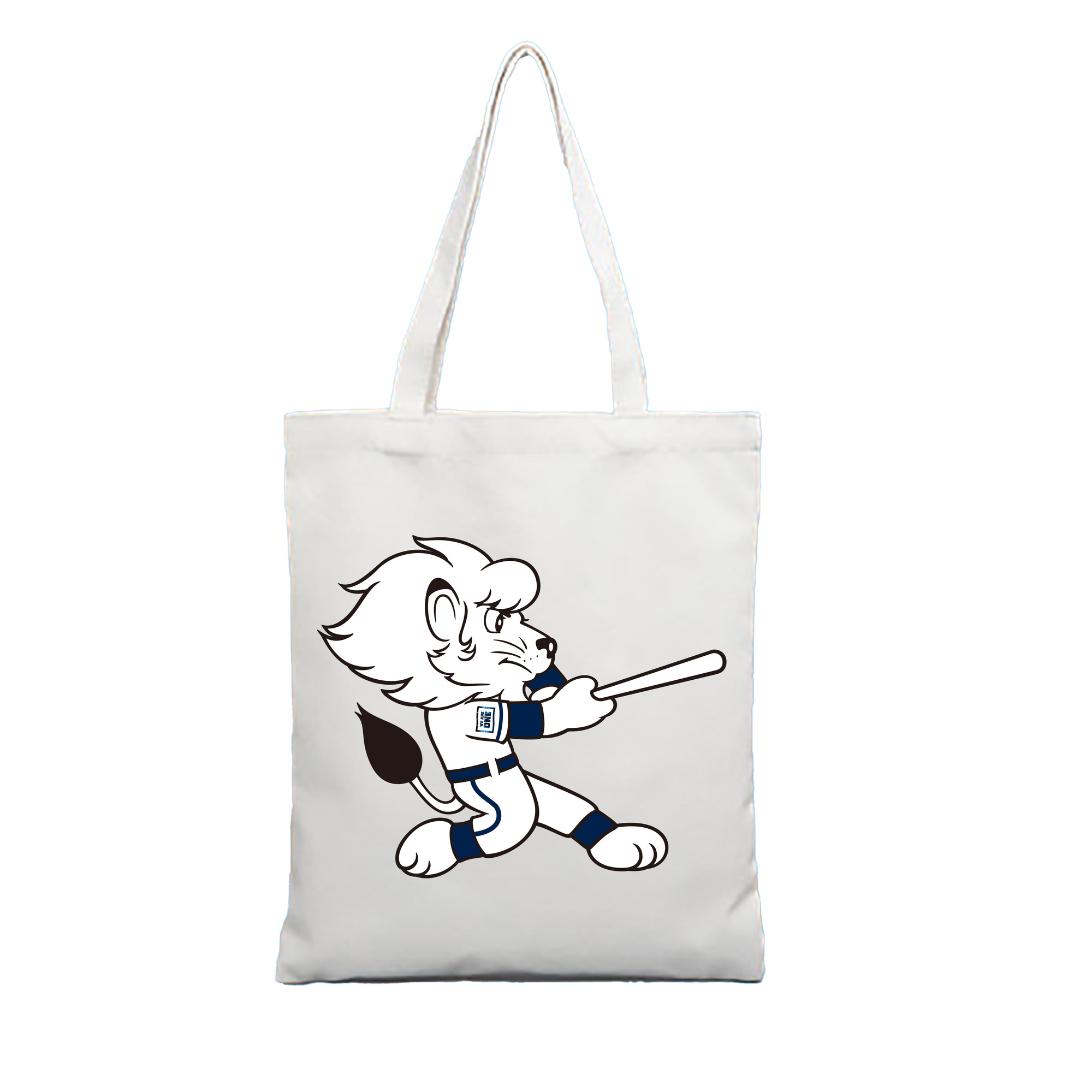 SAITAMA SEIBU LIONS MASCOT LEO APPLICATION BATTING WE ARE THE ONE Logo - 縦型キャンバス手提げバッグ（トートバッグ） ・ キャンバス素材 ・ ショッピング用 ・ 軽量 丈夫 お手入れ簡単