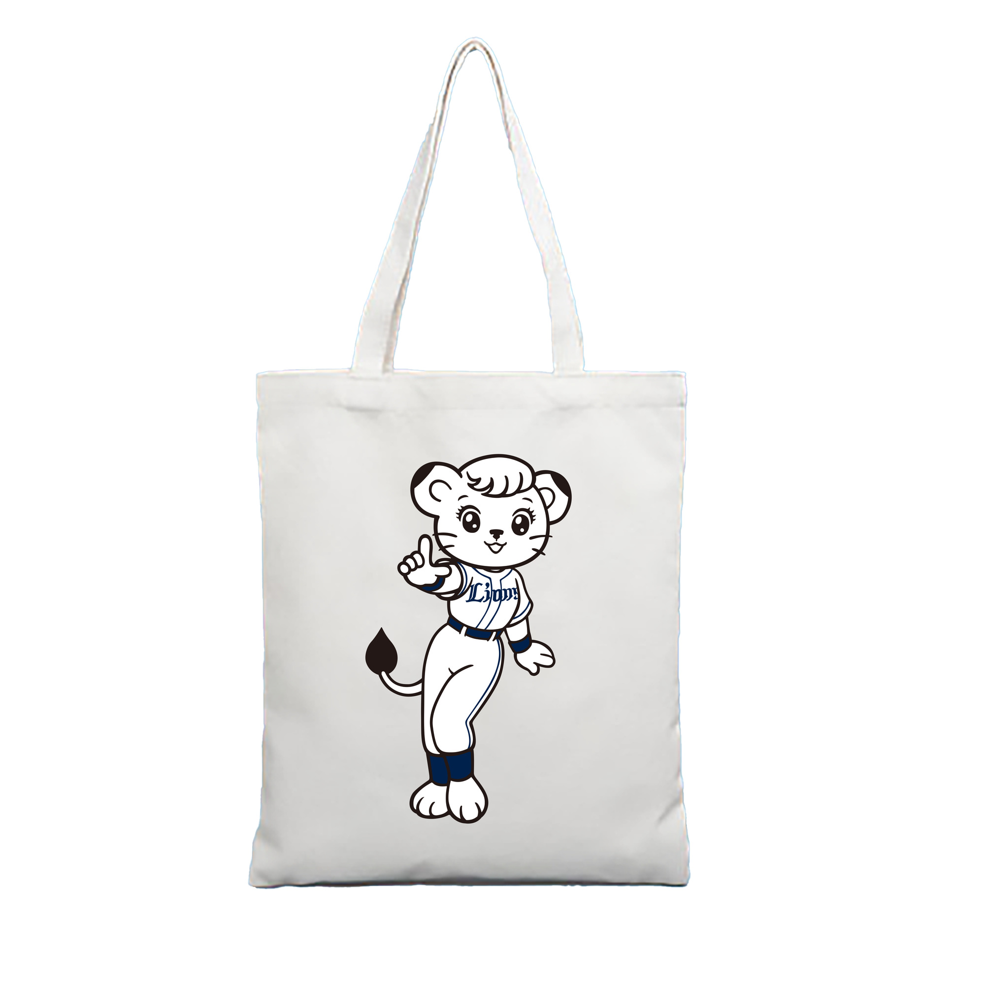SAITAMA SEIBU LIONS MASCOT LINA 70TH ANNIVERSARY APPLICATION POSE Logo - 縦型キャンバス手提げバッグ（トートバッグ） ・ キャンバス素材 ・ ショッピング用 ・ 軽量 丈夫 お手入れ簡単