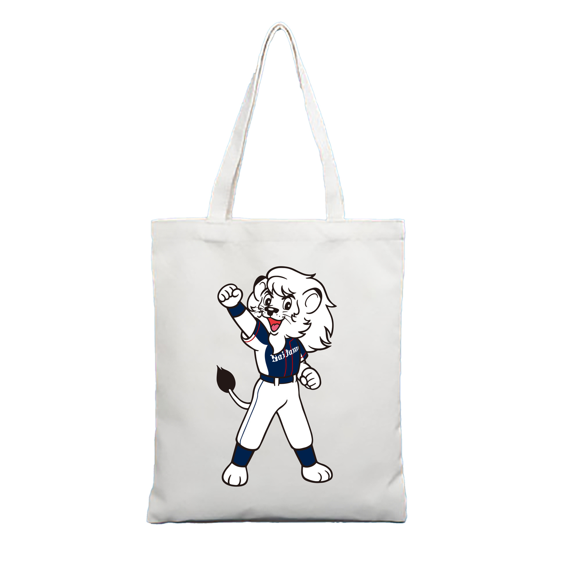 SAITAMA SEIBU LIONS MASCOT LEO 70TH ANNIVERSARY AWAY UNIFORM APPLICATION FIGHTING Logo - 縦型キャンバス手提げバッグ（トートバッグ） ・ キャンバス素材 ・ ショッピング用 ・ 軽量 丈夫 お手入れ簡単