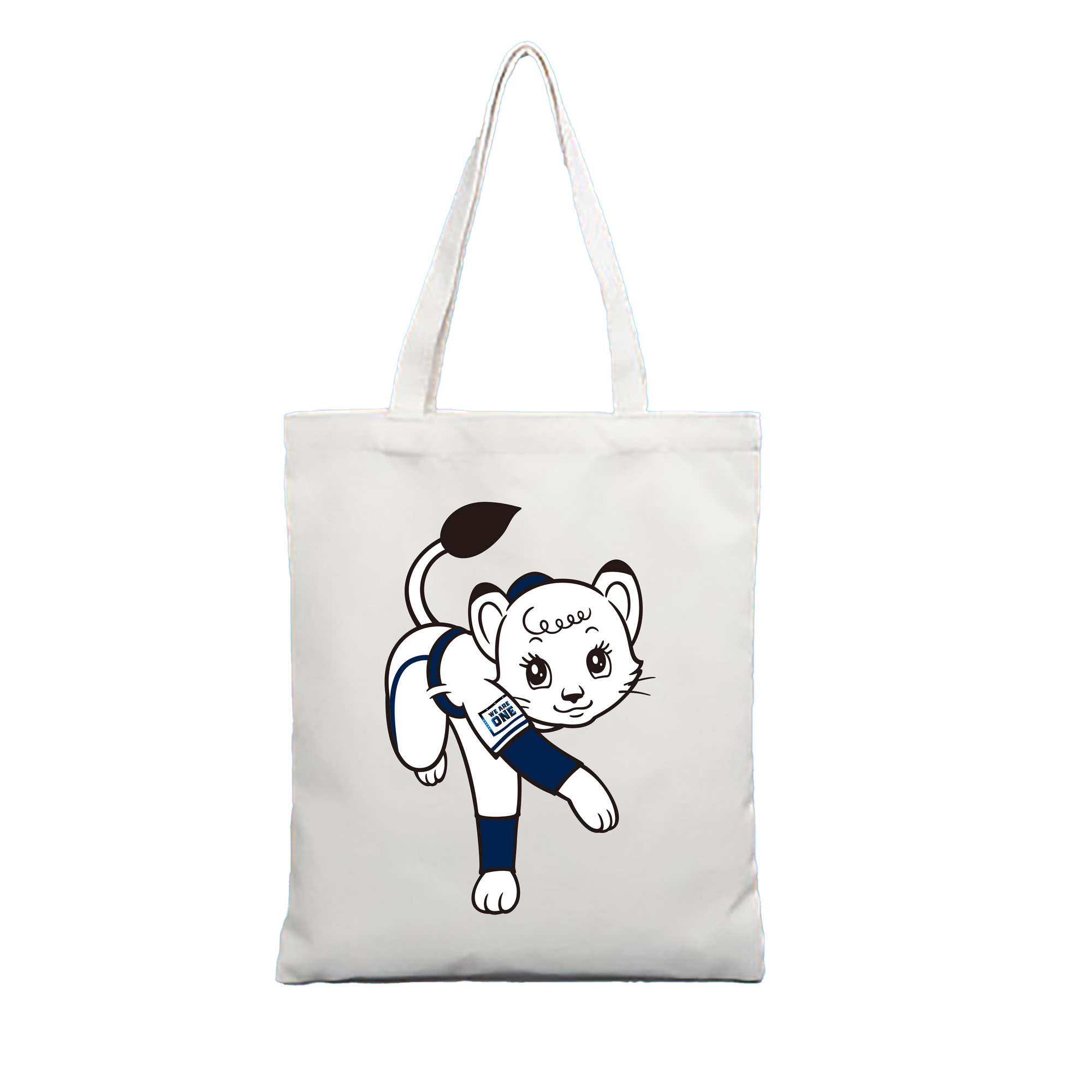 SAITAMA SEIBU LIONS MASCOT LINA APPLICATION PITCHING WE ARE THE ONE Logo - 縦型キャンバス手提げバッグ（トートバッグ） ・ キャンバス素材 ・ ショッピング用 ・ 軽量 丈夫 お手入れ簡単