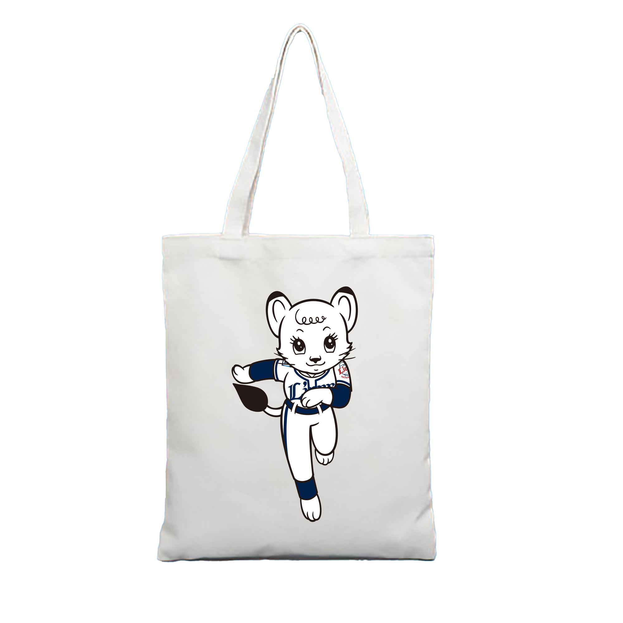 SAITAMA SEIBU LIONS MASCOT LINA APPLICATION RUNNING WE ARE THE ONE Logo - 縦型キャンバス手提げバッグ（トートバッグ） ・ キャンバス素材 ・ ショッピング用 ・ 軽量 丈夫 お手入れ簡単