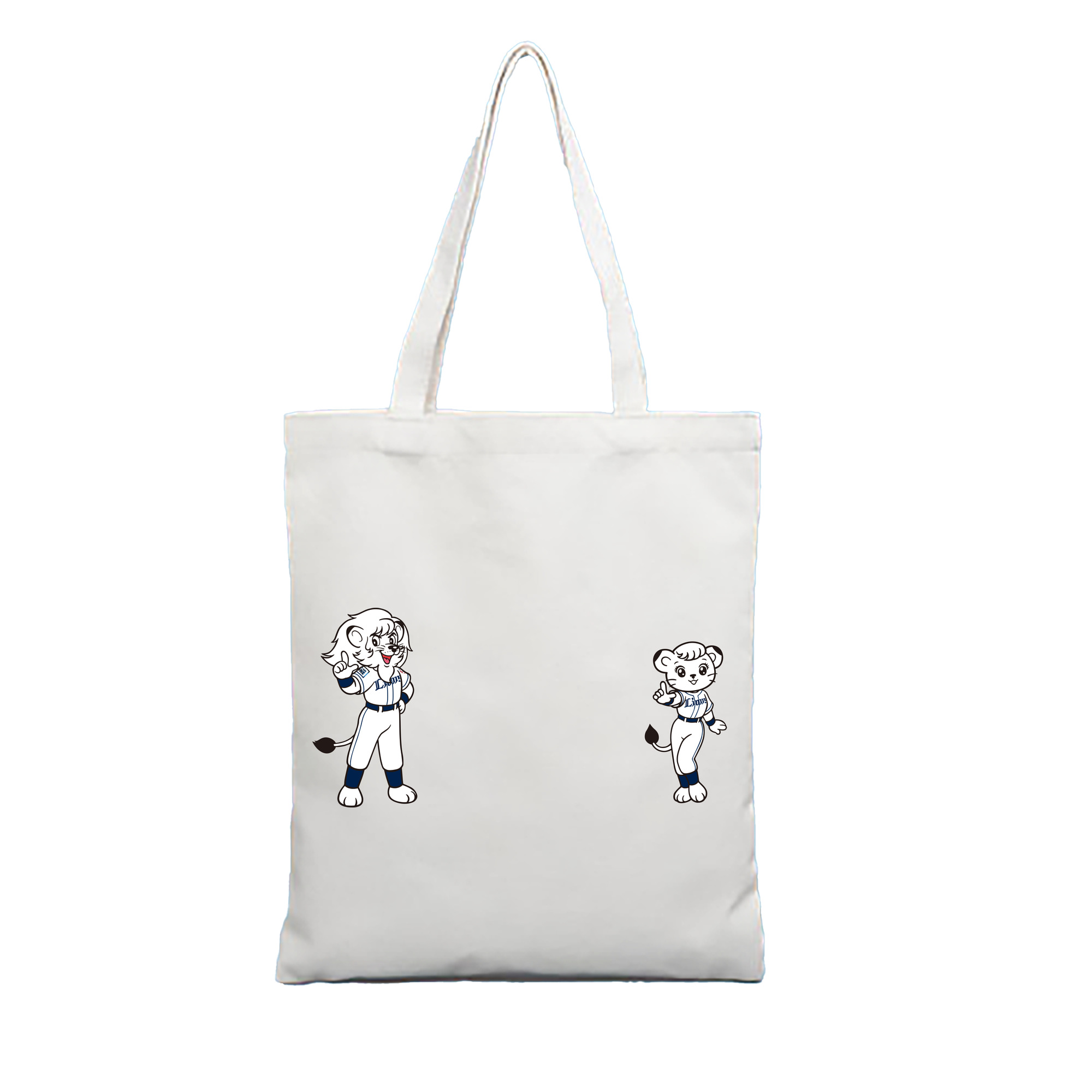 SAITAMA SEIBU LIONS MASCOT LEO LINA 70TH ANNIVERSARY ORIGINAL Logo - 縦型キャンバス手提げバッグ（トートバッグ） ・ キャンバス素材 ・ ショッピング用 ・ 軽量 丈夫 お手入れ簡単