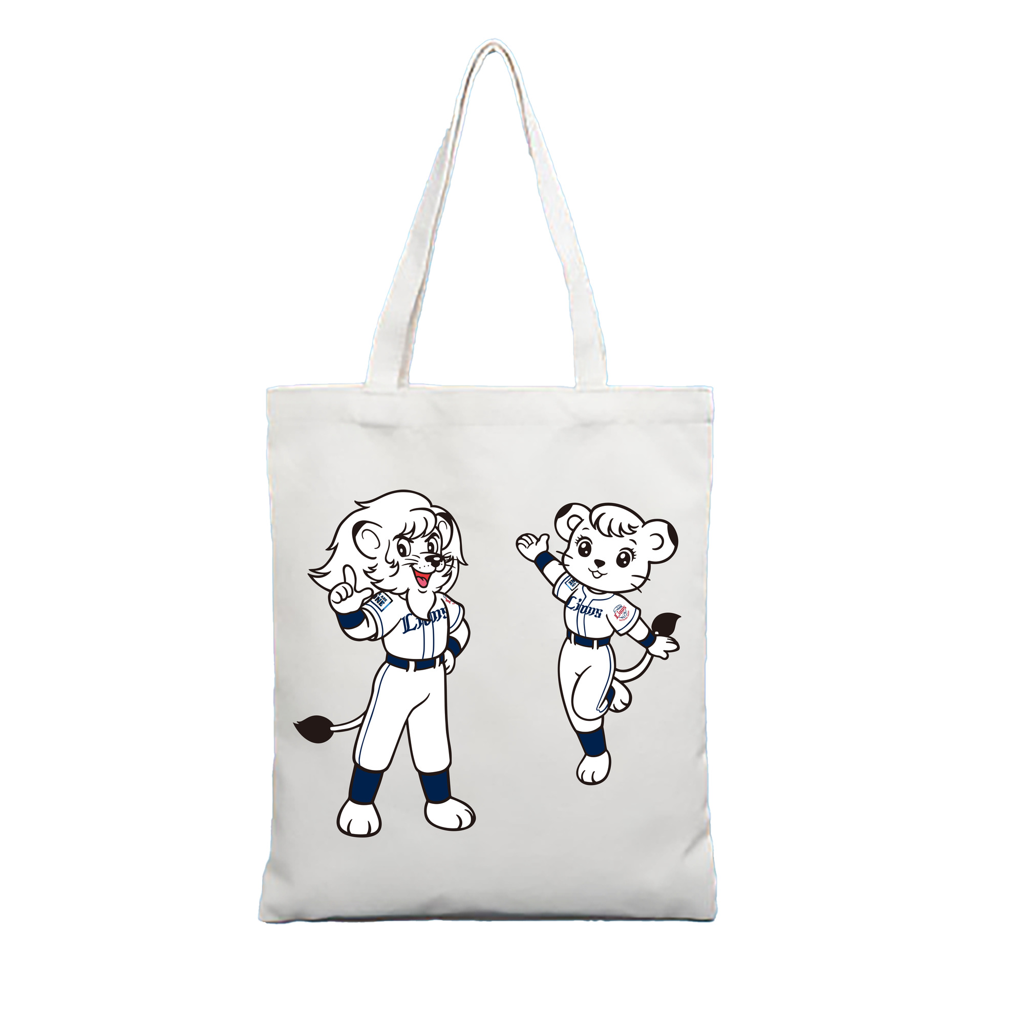 SAITAMA SEIBU LIONS MASCOT LEO LINA 70TH ANNIVERSARY Logo - 縦型キャンバス手提げバッグ（トートバッグ） ・ キャンバス素材 ・ ショッピング用 ・ 軽量 丈夫 お手入れ簡単