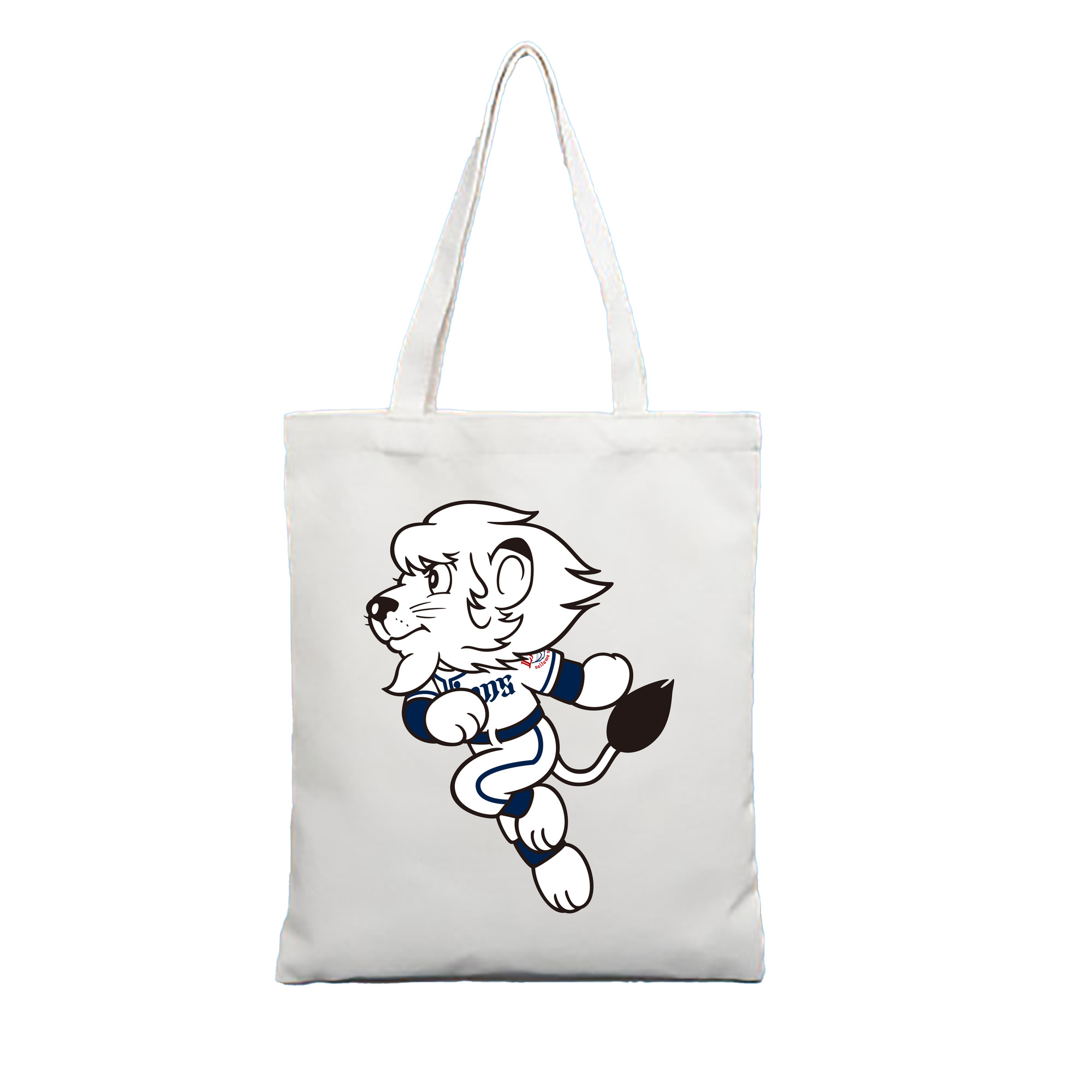 SAITAMA SEIBU LIONS MASCOT LEO APPLICATION RUNNING WE ARE THE ONE Logo - 縦型キャンバス手提げバッグ（トートバッグ） ・ キャンバス素材 ・ ショッピング用 ・ 軽量 丈夫 お手入れ簡単