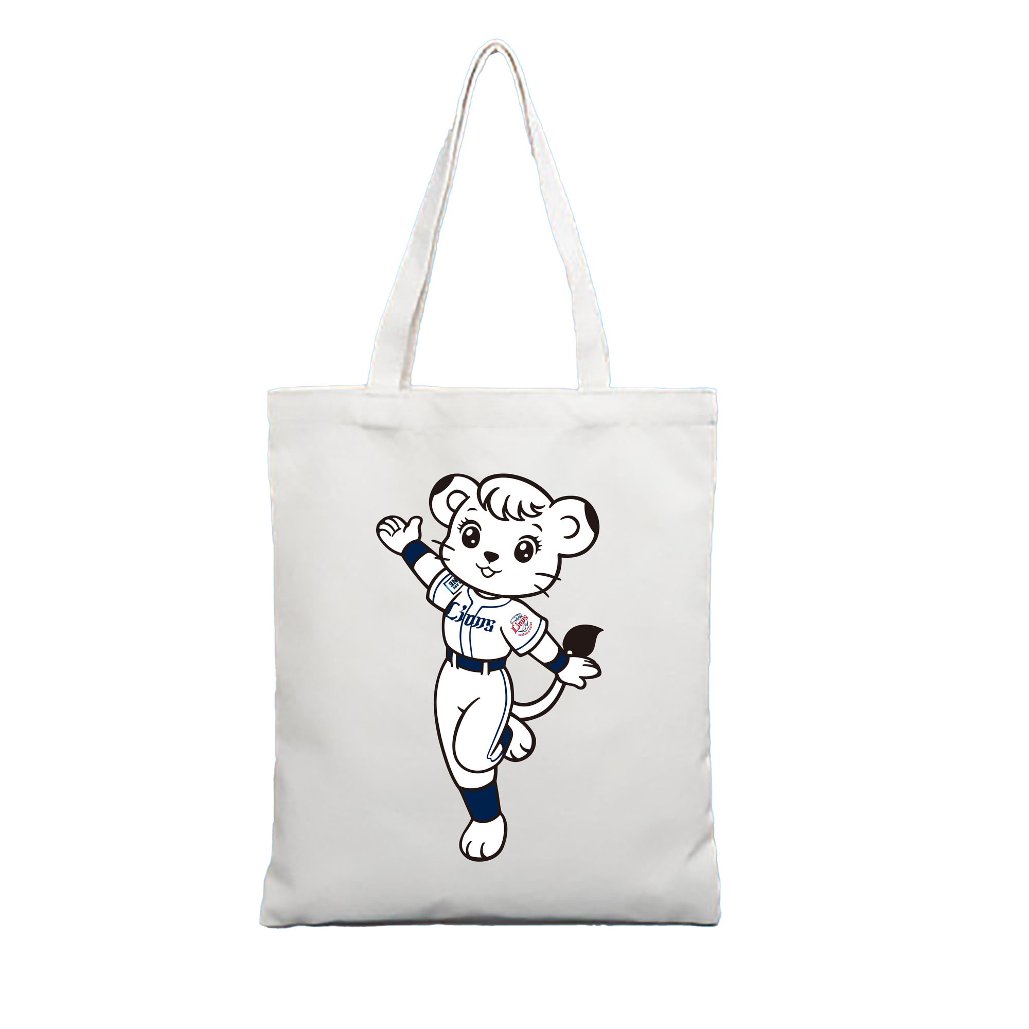 SAITAMA SEIBU LIONS MASCOT LINA 70TH ANNIVERSARY ORIGINAL Logo - 縦型キャンバス手提げバッグ（トートバッグ） ・ キャンバス素材 ・ ショッピング用 ・ 軽量 丈夫 お手入れ簡単