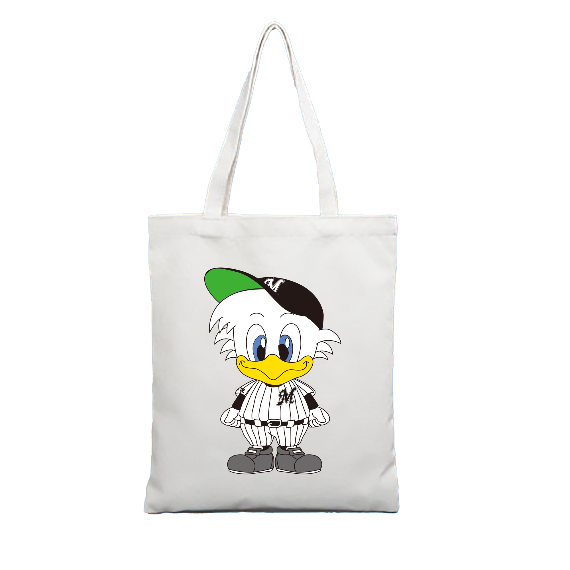CHIBA LOTTE MARINES MASCOT MAR-KUN APPLICATION KID Logo - 縦型キャンバス手提げバッグ（トートバッグ） ・ キャンバス素材 ・ ショッピング用 ・ 軽量 丈夫 お手入れ簡単