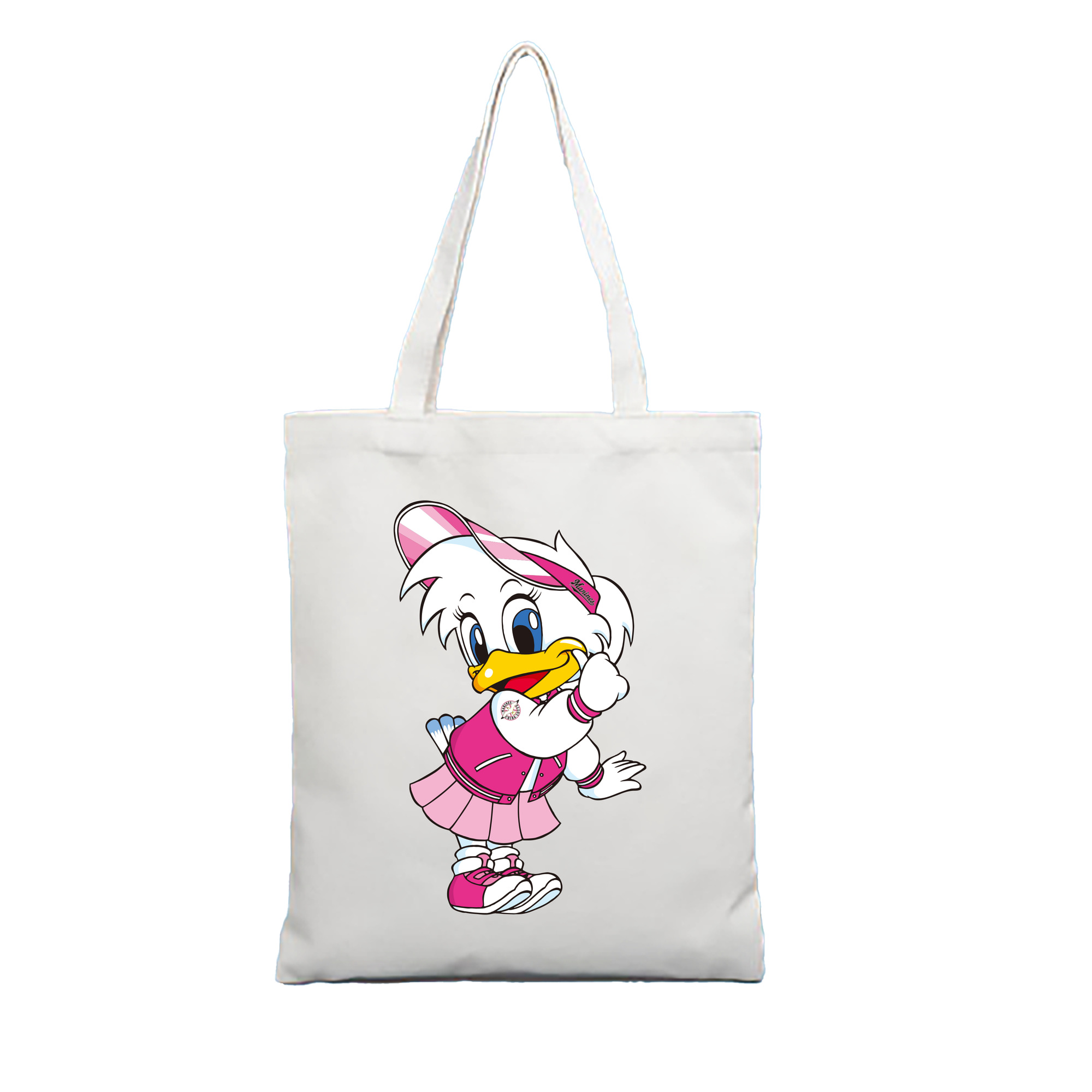 CHIBA LOTTE MARINES MASCOT RINE-CHAN Logo - 縦型キャンバス手提げバッグ（トートバッグ） ・ キャンバス素材 ・ ショッピング用 ・ 軽量 丈夫 お手入れ簡単