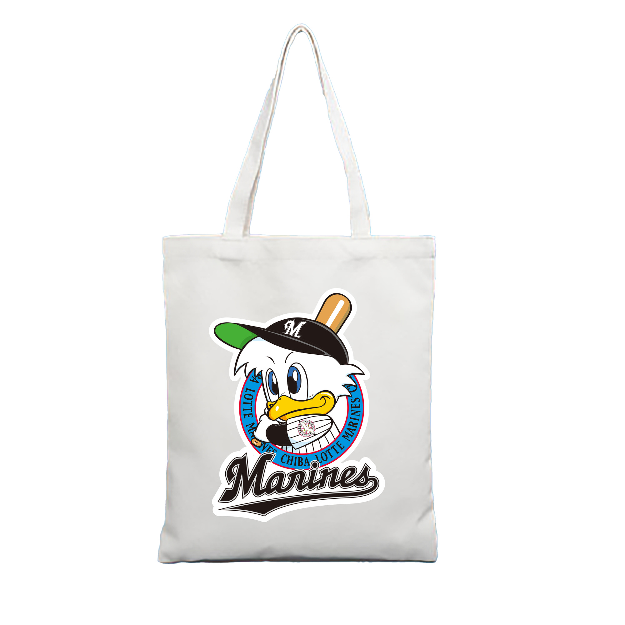 CHIBA LOTTE MARINES ORIGINAL EMBLEM Logo - 縦型キャンバス手提げバッグ（トートバッグ） ・ キャンバス素材 ・ ショッピング用 ・ 軽量 丈夫 お手入れ簡単