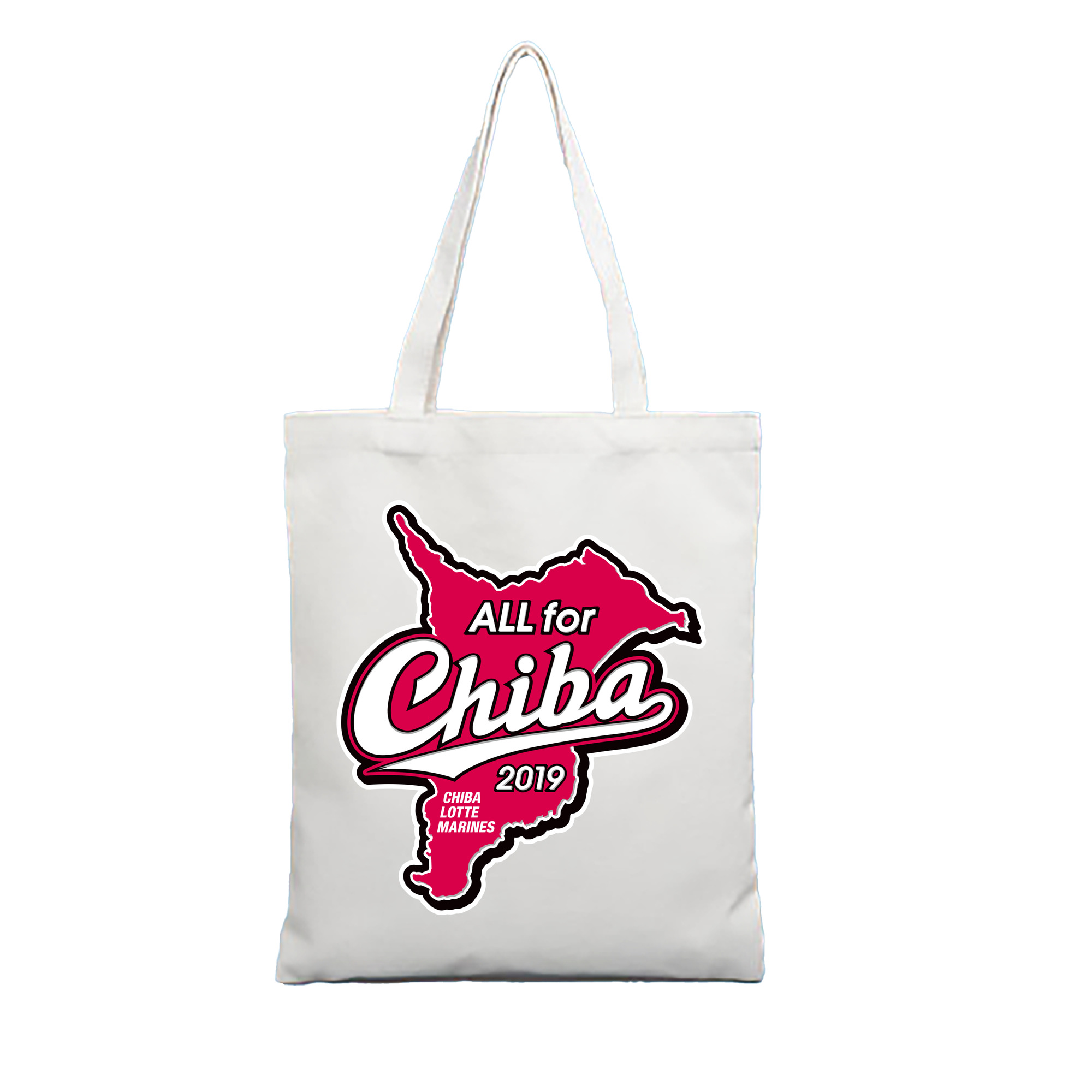 CHIBA LOTTE MARINES ALL FOR CHIBA 2019 Logo - 縦型キャンバス手提げバッグ（トートバッグ） ・ キャンバス素材 ・ ショッピング用 ・ 軽量 丈夫 お手入れ簡単