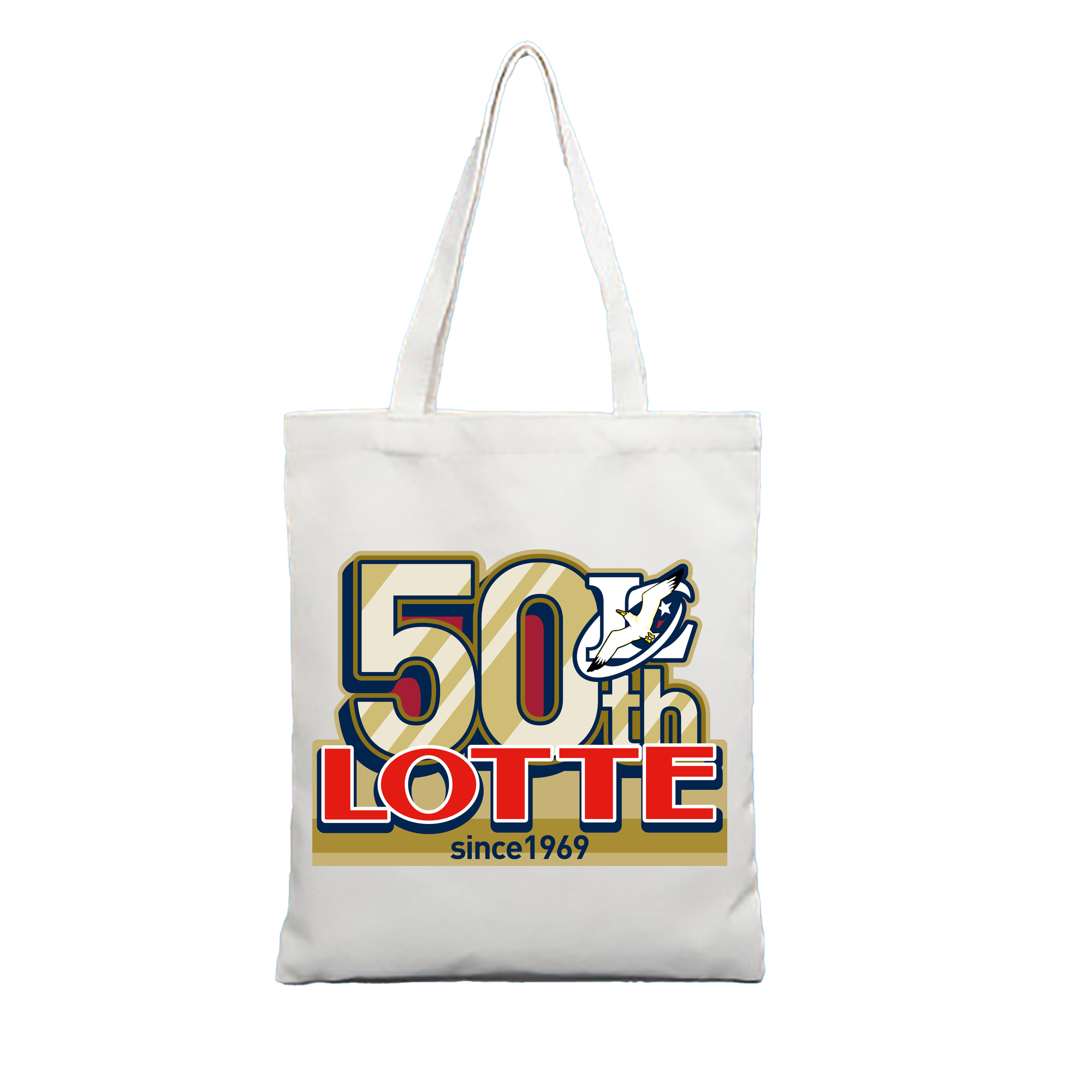 CHIBA LOTTE MARINES LOTTE 50TH SINCE 1969 ORIGINAL EMBLEM Logo - 縦型キャンバス手提げバッグ（トートバッグ） ・ キャンバス素材 ・ ショッピング用 ・ 軽量 丈夫 お手入れ簡単