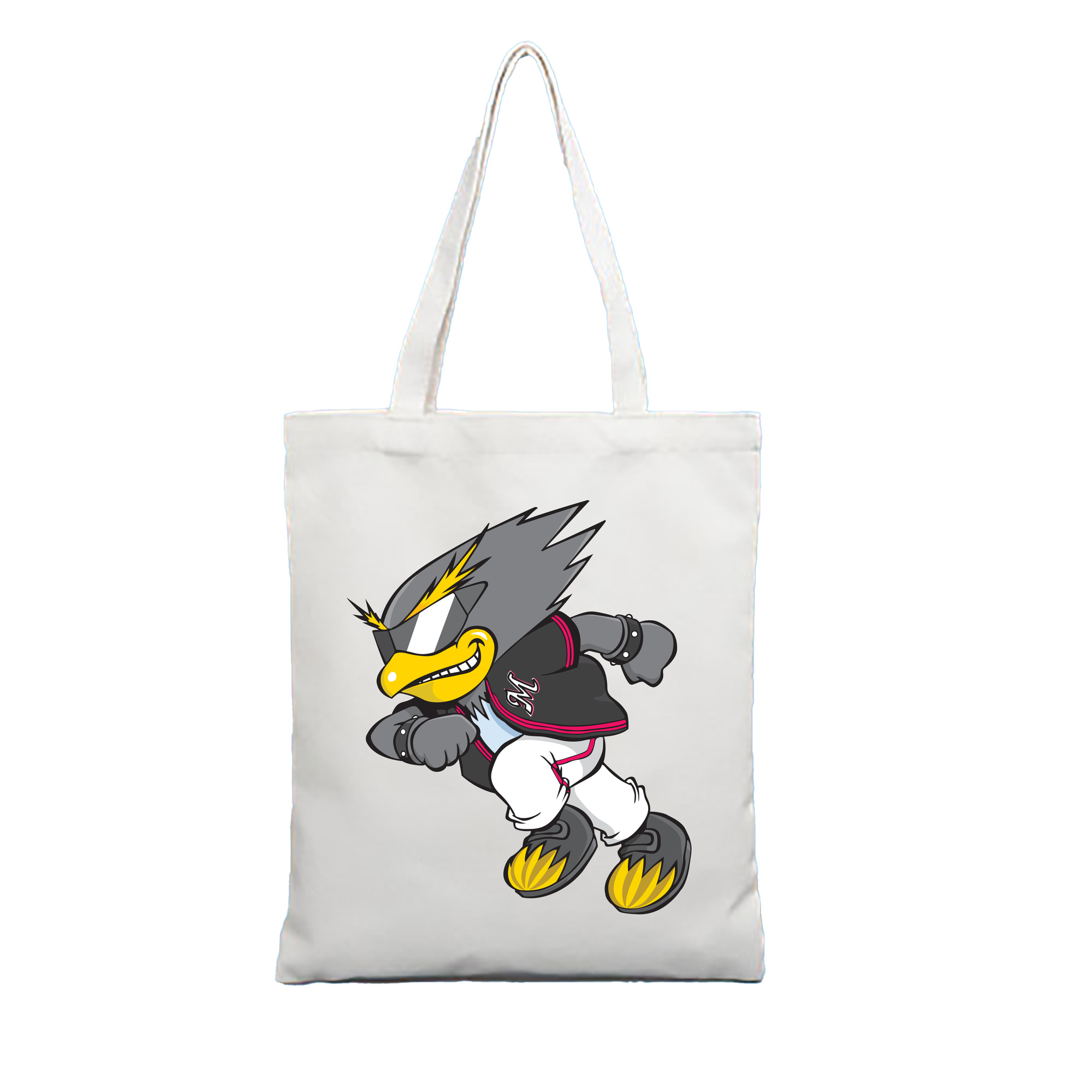 CHIBA LOTTE MARINES MASCOT COOL OLD APPLICATION RUNNING Logo 1 - 縦型キャンバス手提げバッグ（トートバッグ） ・ キャンバス素材 ・ ショッピング用 ・ 軽量 丈夫 お手入れ簡単