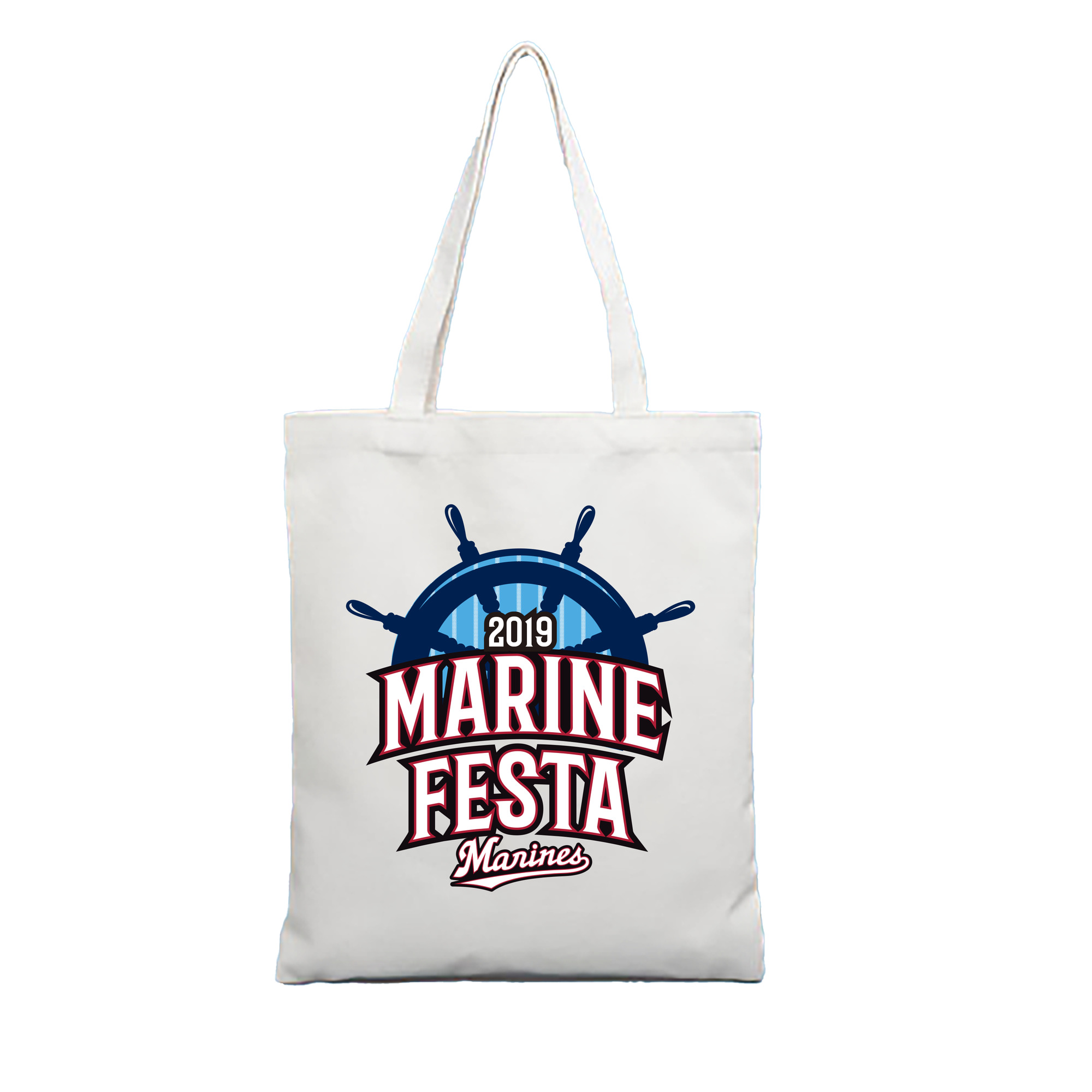 CHIBA LOTTE MARINES MARINE FESTA 2019 Logo - 縦型キャンバス手提げバッグ（トートバッグ） ・ キャンバス素材 ・ ショッピング用 ・ 軽量 丈夫 お手入れ簡単