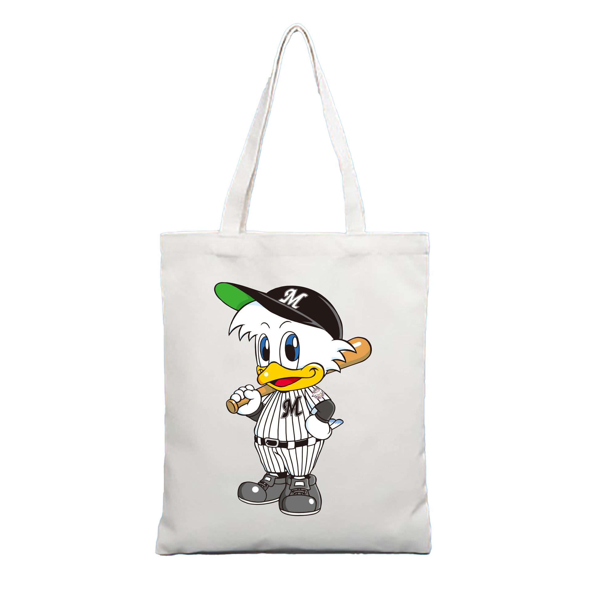 CHIBA LOTTE MARINES MASCOT MAR-KUN Logo - 縦型キャンバス手提げバッグ（トートバッグ） ・ キャンバス素材 ・ ショッピング用 ・ 軽量 丈夫 お手入れ簡単