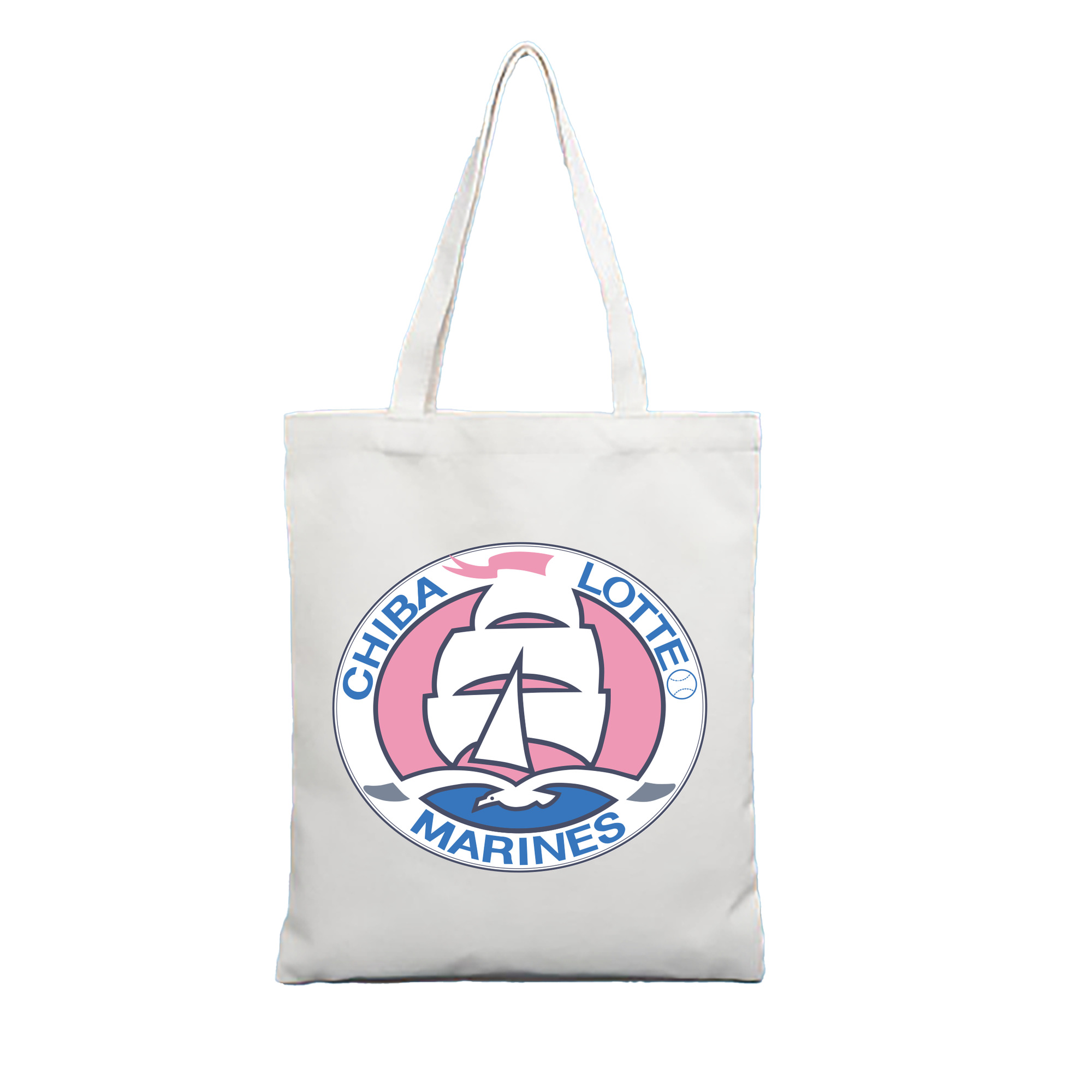 CHIBA LOTTE MARINES OLD EMBLEM ORIGINAL Logo - 縦型キャンバス手提げバッグ（トートバッグ） ・ キャンバス素材 ・ ショッピング用 ・ 軽量 丈夫 お手入れ簡単