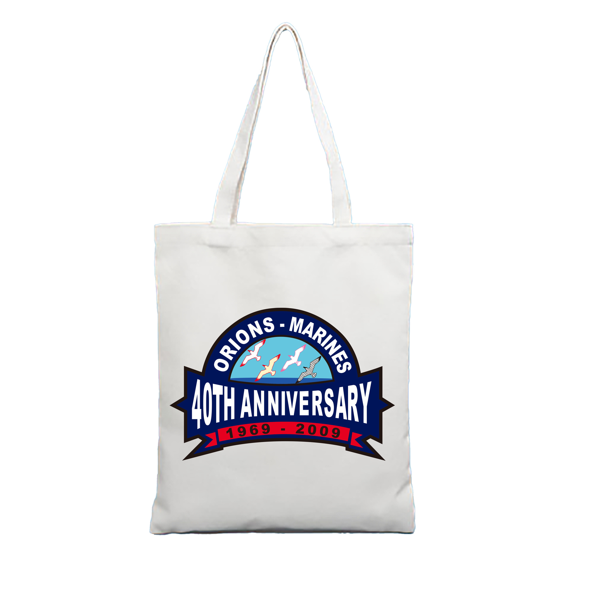 CHIBA LOTTE MARINES ORIONS MARINES 40th Anniversary Logo - 縦型キャンバス手提げバッグ（トートバッグ） ・ キャンバス素材 ・ ショッピング用 ・ 軽量 丈夫 お手入れ簡単